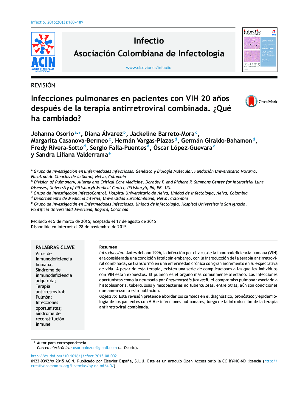 Infecciones pulmonares en pacientes con VIH 20 años después de la terapia antirretroviral combinada. ¿Qué ha cambiado?