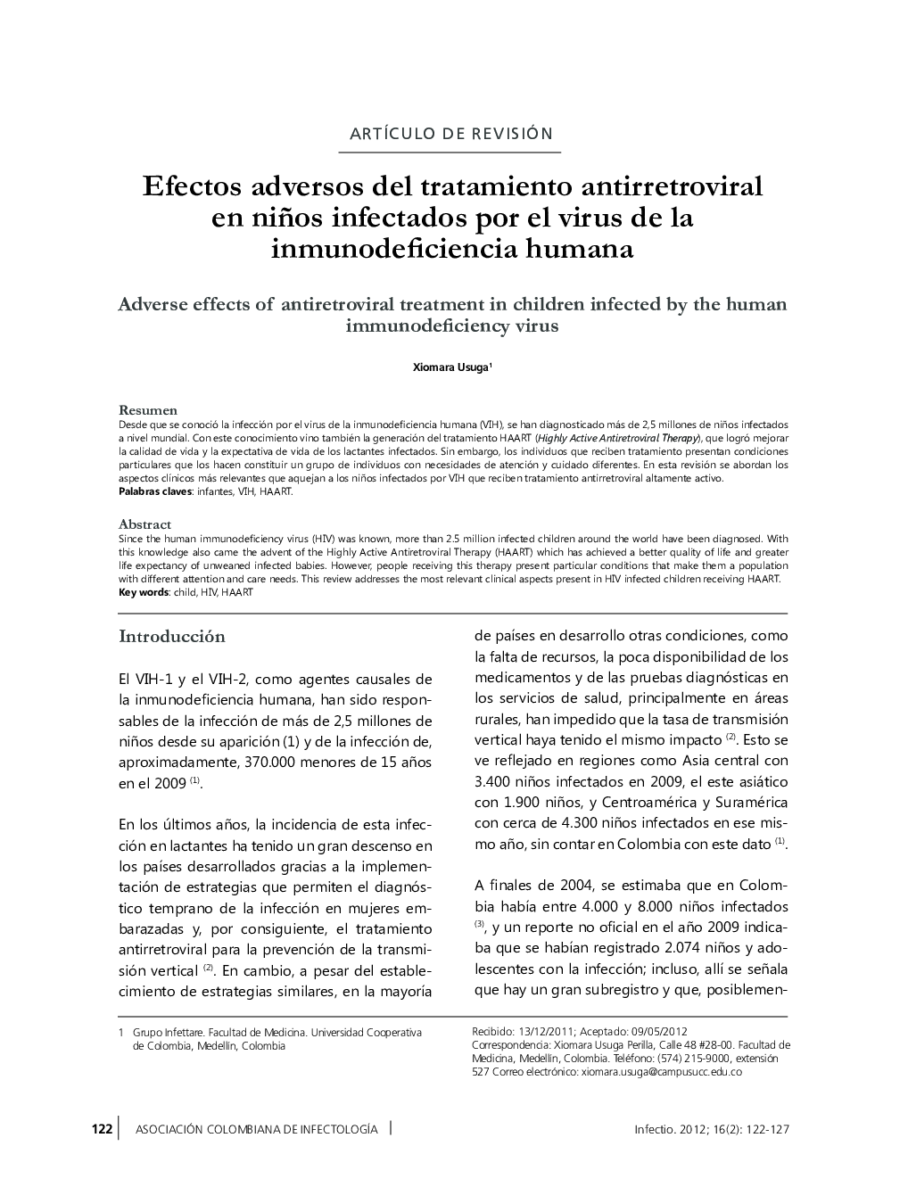 Efectos adversos del tratamiento antirretroviral en niños infectados por el virus de la inmunodeficiencia humana