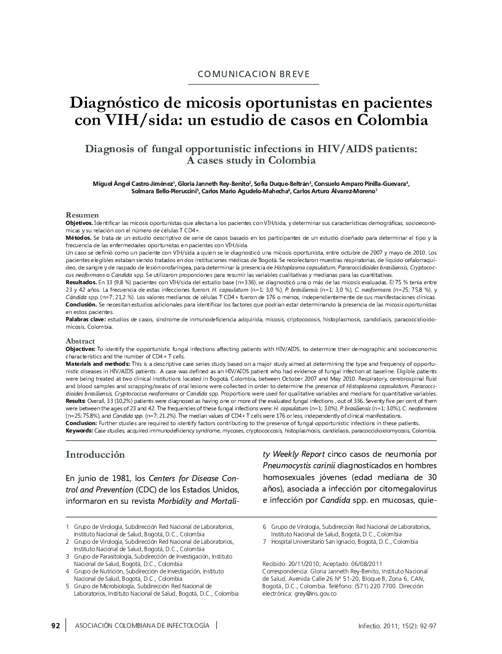 Diagnóstico de micosis oportunistas en pacientes con VIH/sida: un estudio de casos en Colombia