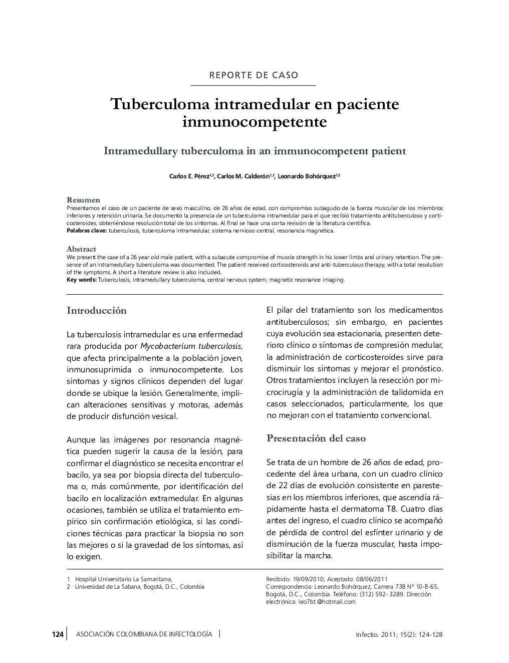 Tuberculoma intramedular en paciente inmunocompetente