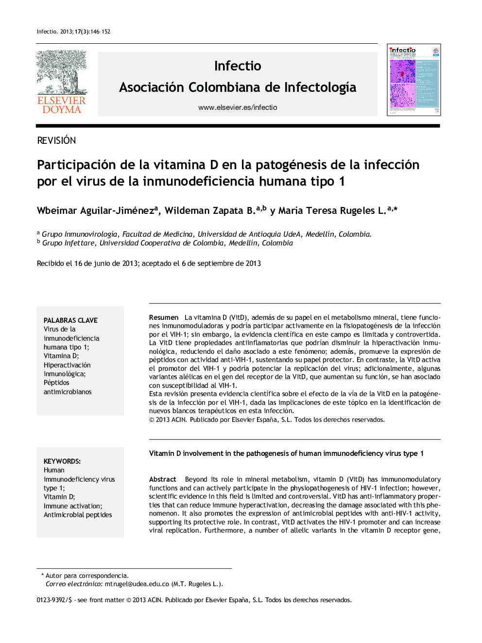 Participación de la vitamina D en la patogénesis de la infección por el virus de la inmunodeficiencia humana tipo 1