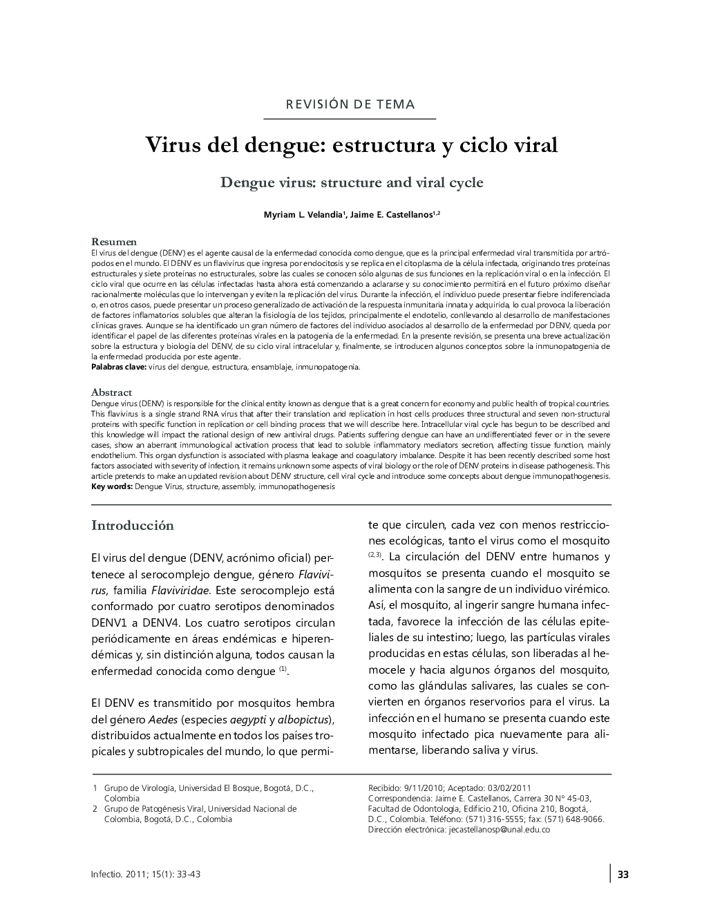 Virus del dengue: estructura y ciclo viral