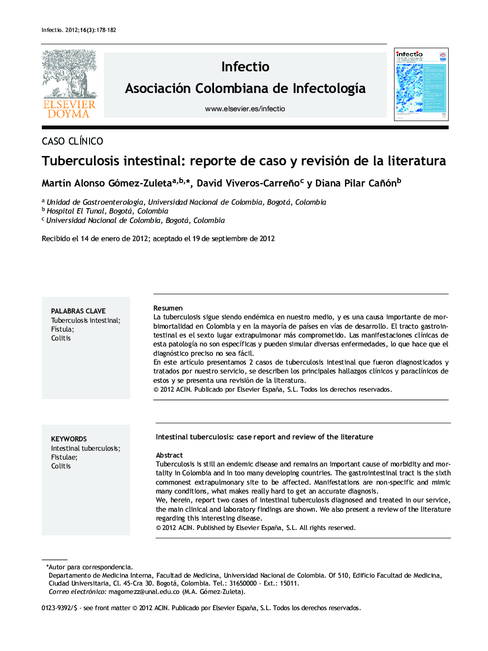 Tuberculosis intestinal: reporte de caso y revisión de la literatura