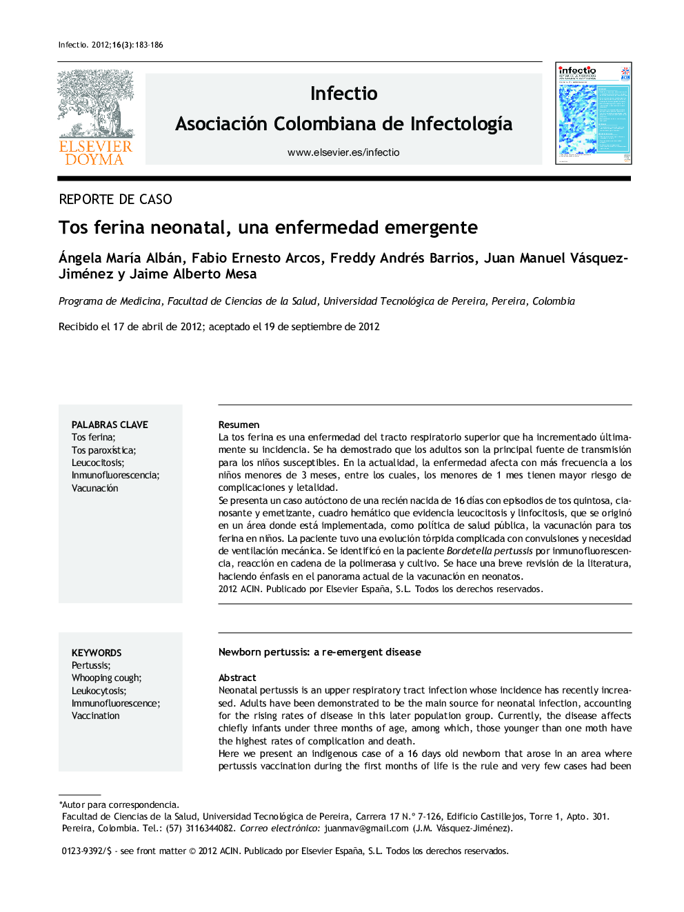 Tos ferina neonatal, una enfermedad emergente