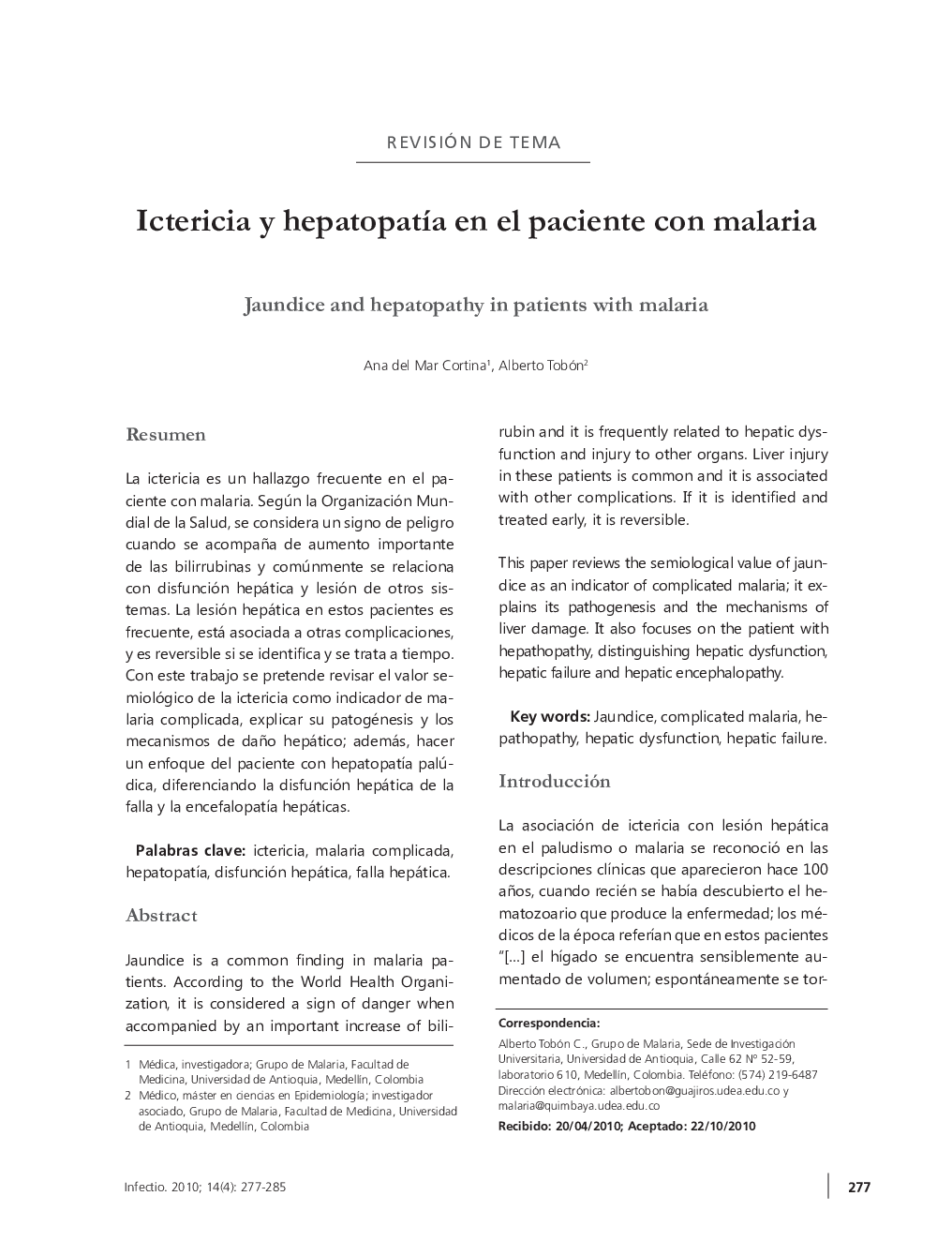 Ictericia y hepatopatía en el paciente con malaria