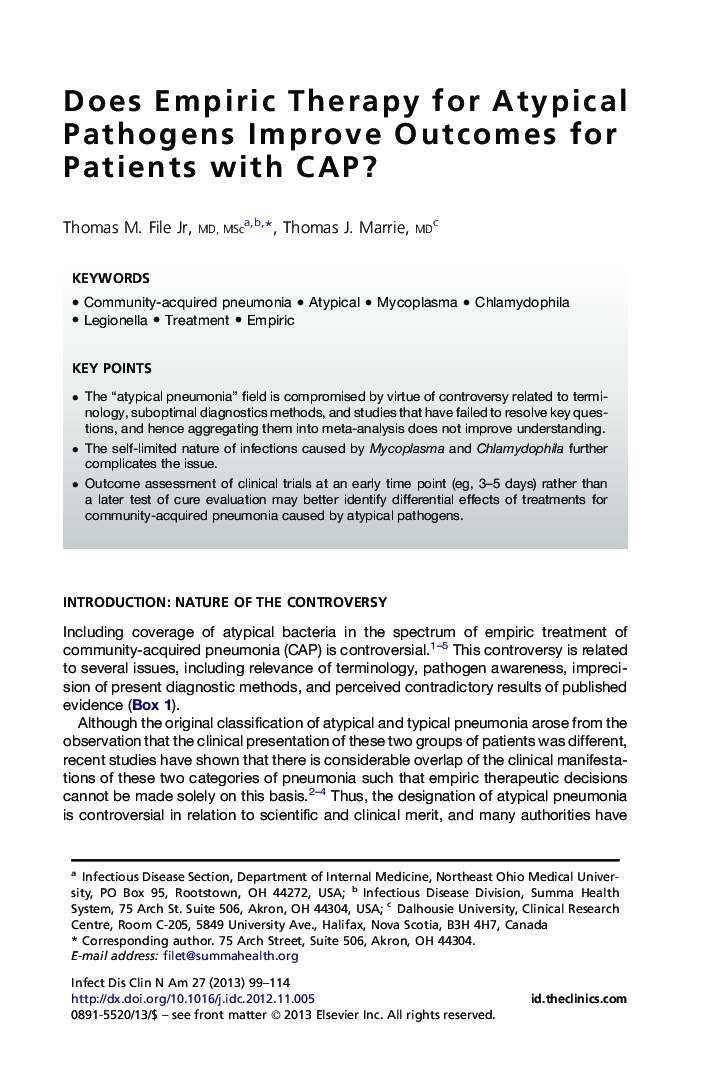 Does Empiric Therapy for Atypical Pathogens Improve Outcomes for Patients with CAP?