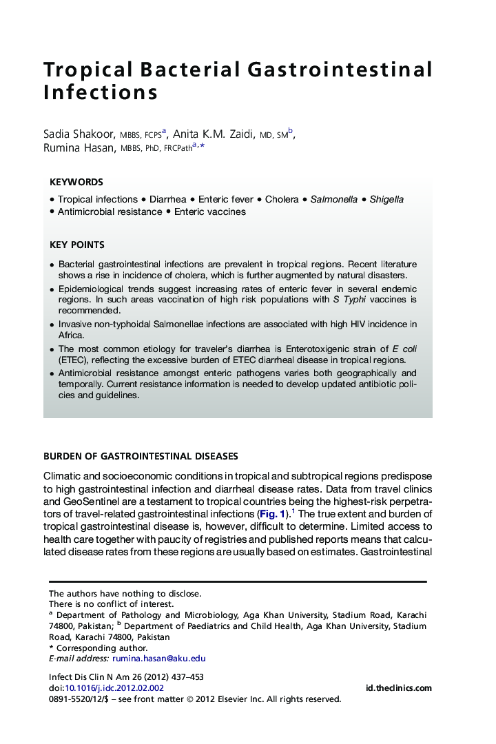 Tropical Bacterial Gastrointestinal Infections