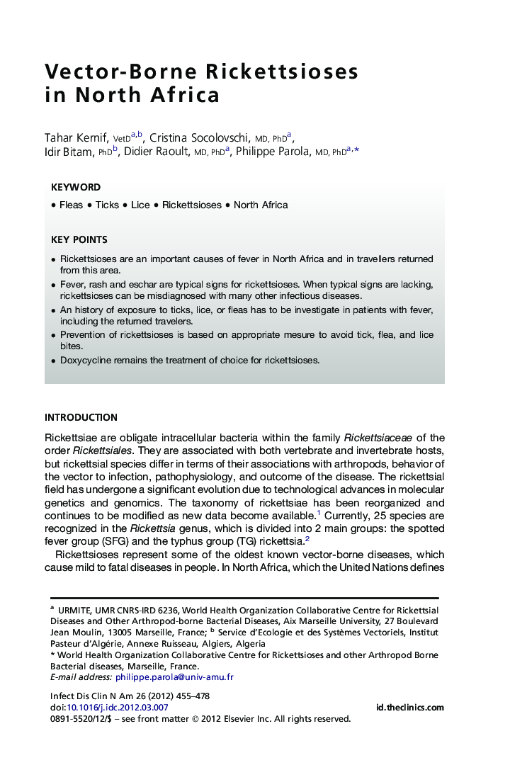 Vector-Borne Rickettsioses in North Africa