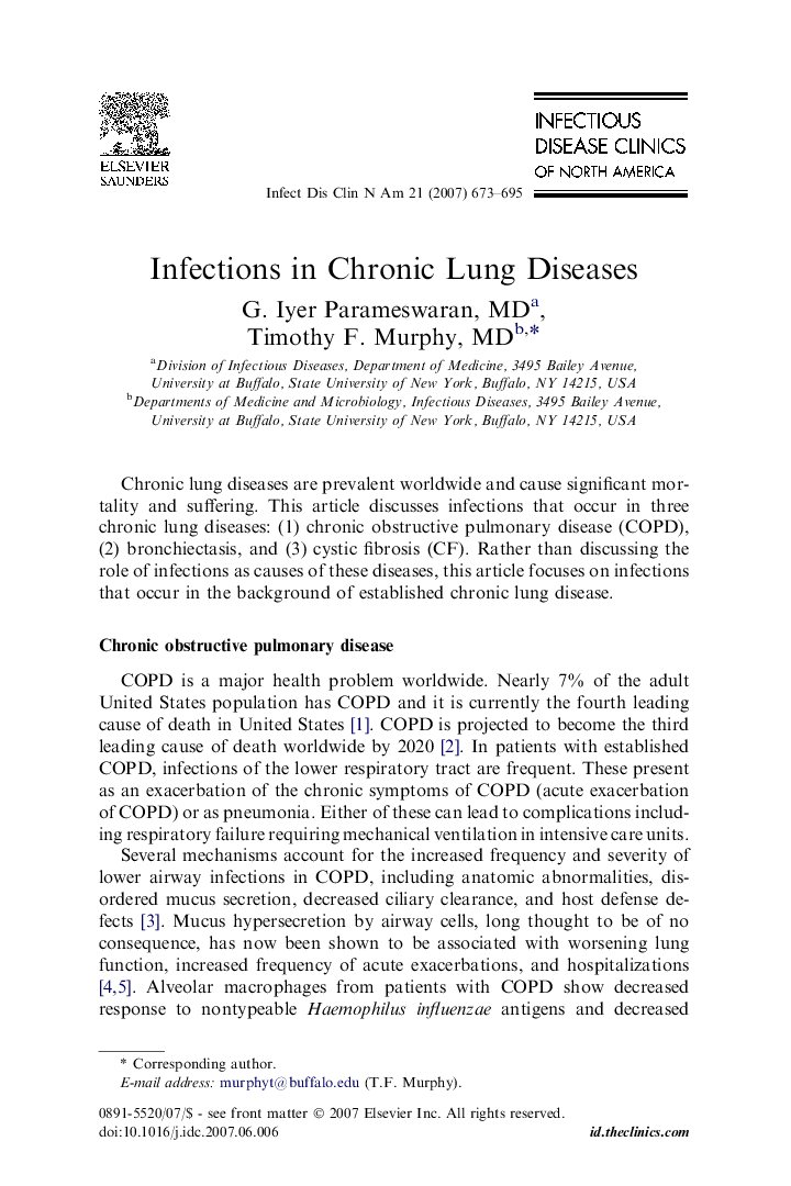 Infections in Chronic Lung Diseases