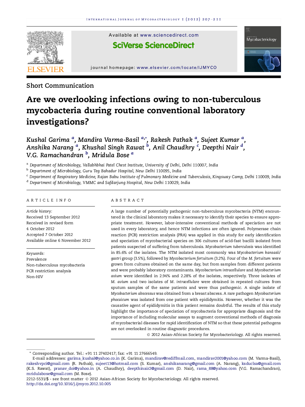 Are we overlooking infections owing to non-tuberculous mycobacteria during routine conventional laboratory investigations?