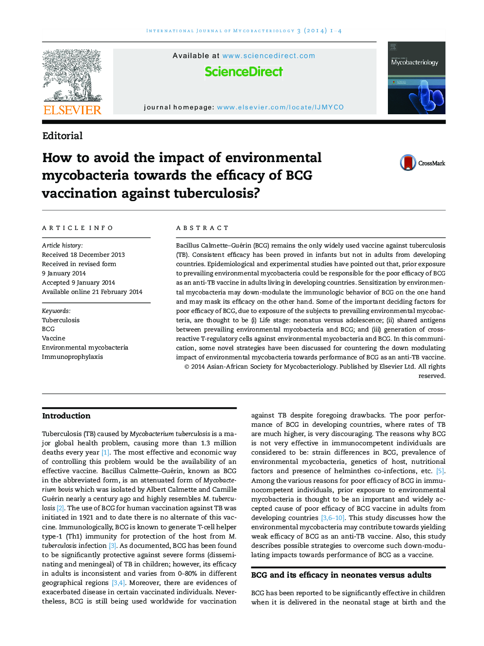 How to avoid the impact of environmental mycobacteria towards the efficacy of BCG vaccination against tuberculosis?