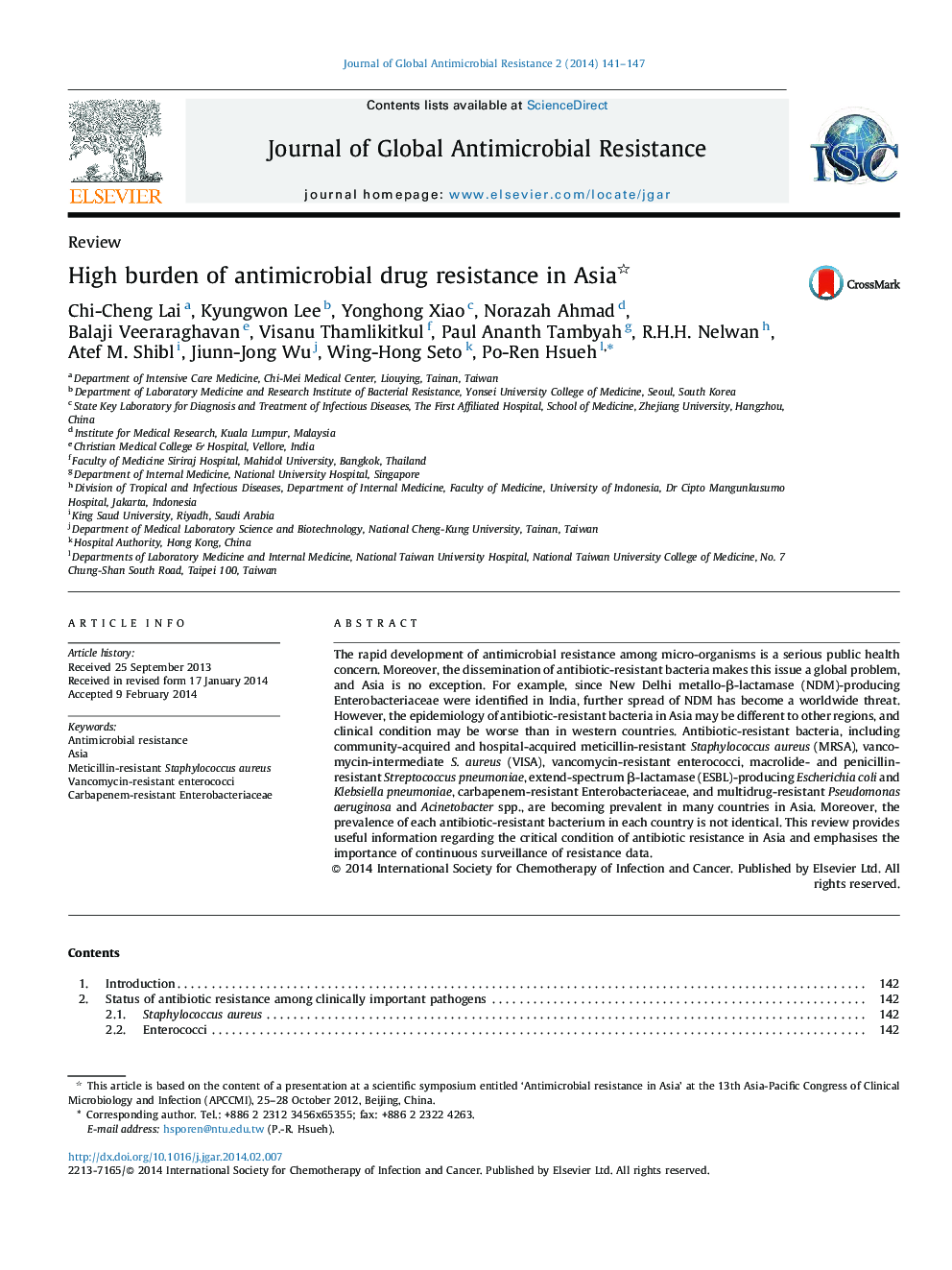 High burden of antimicrobial drug resistance in Asia 