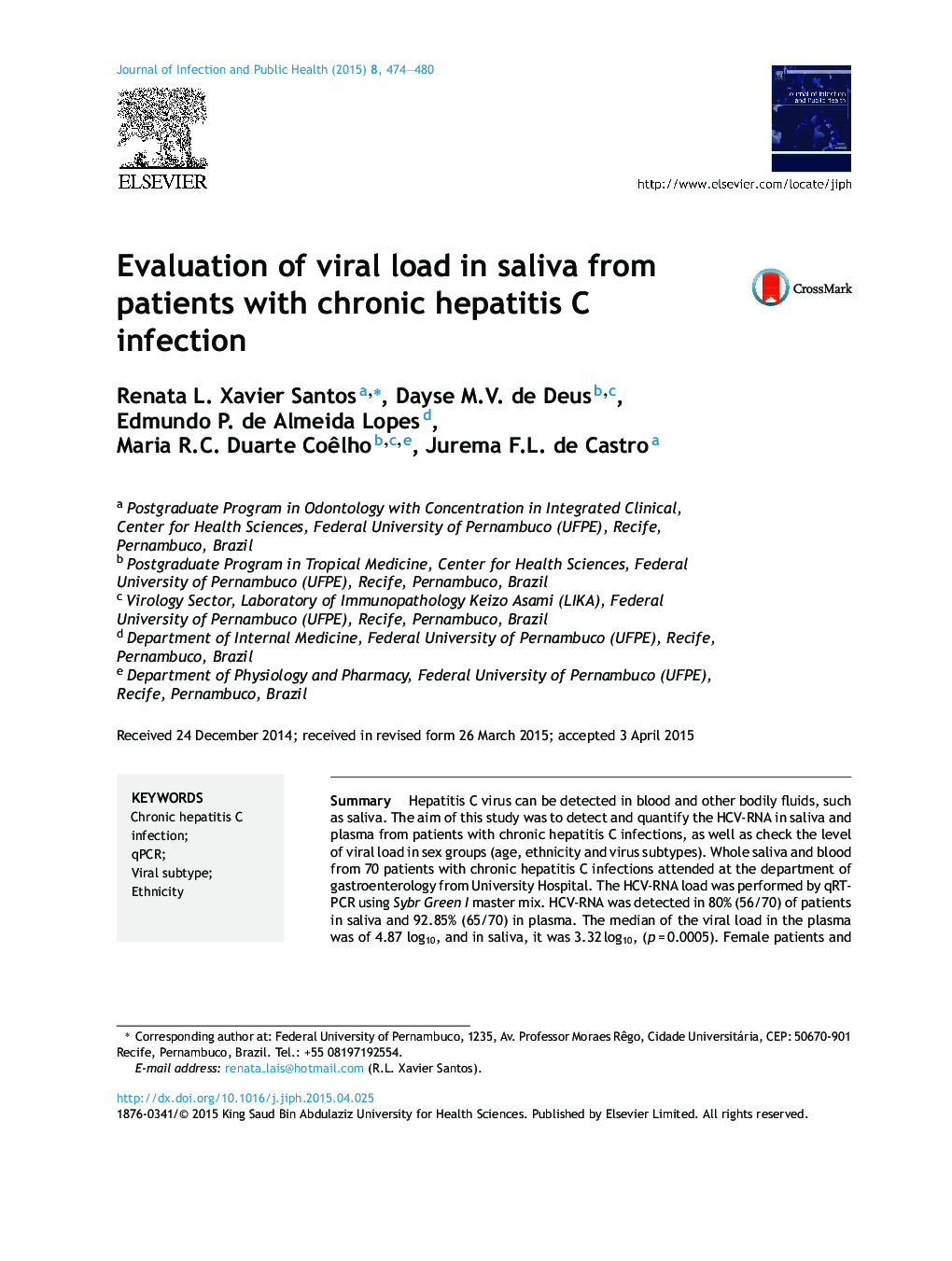 Evaluation of viral load in saliva from patients with chronic hepatitis C infection