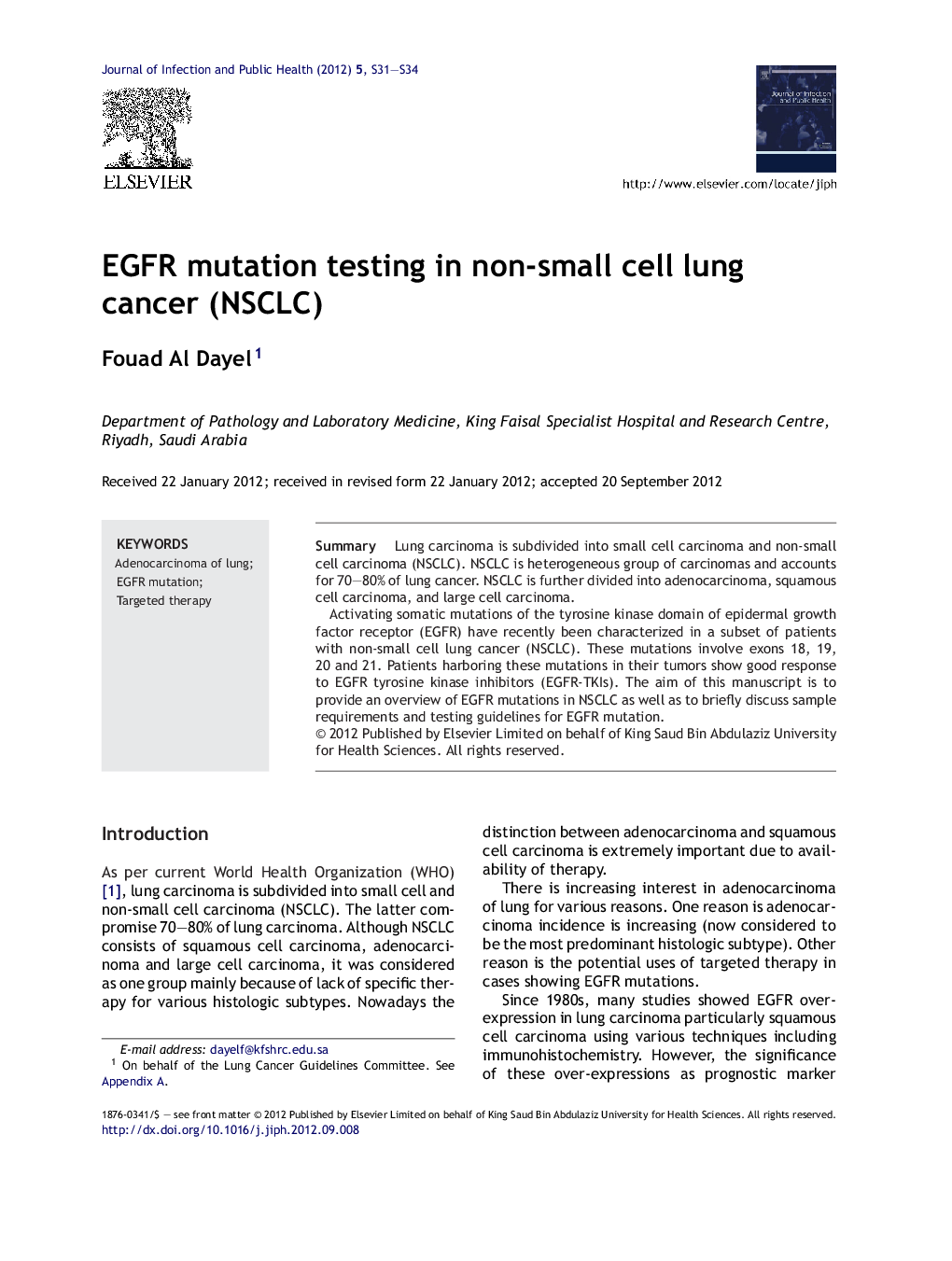 EGFR mutation testing in non-small cell lung cancer (NSCLC)