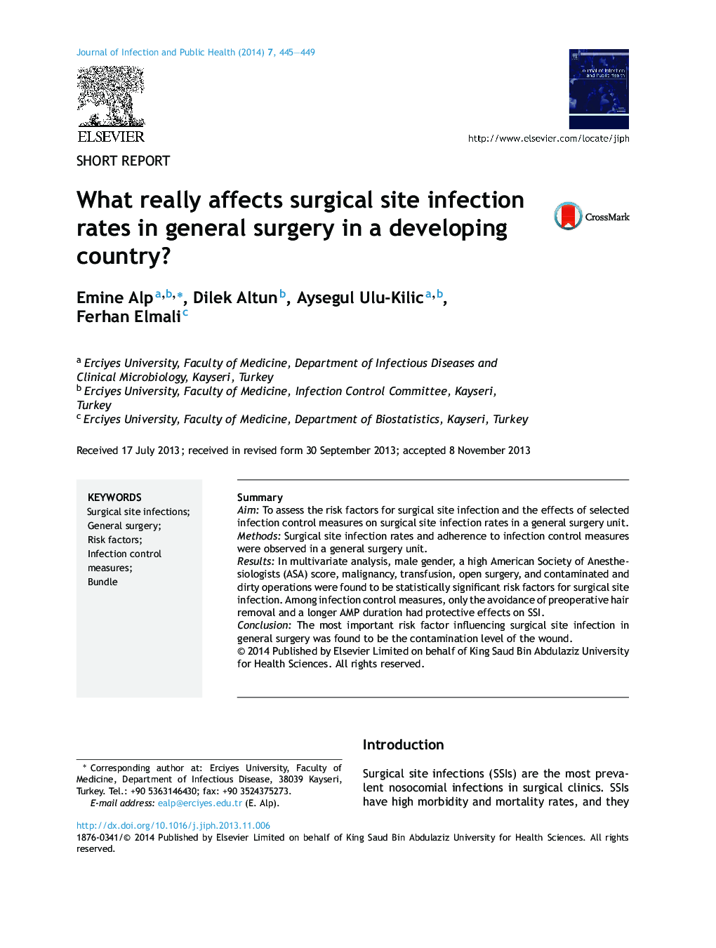 What really affects surgical site infection rates in general surgery in a developing country?