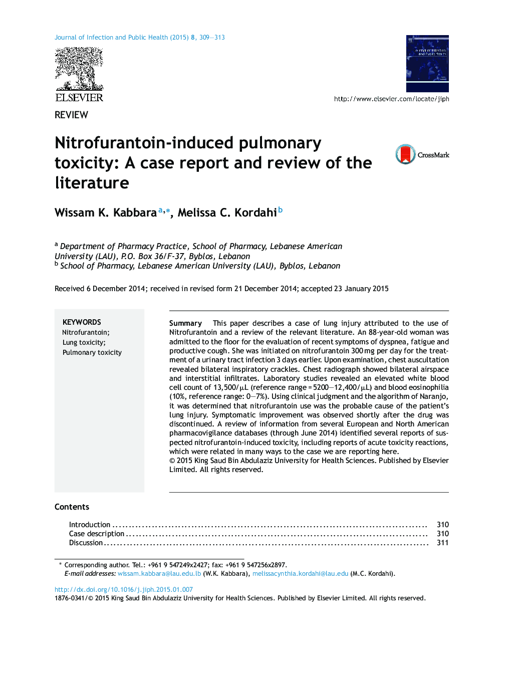 Nitrofurantoin-induced pulmonary toxicity: A case report and review of the literature
