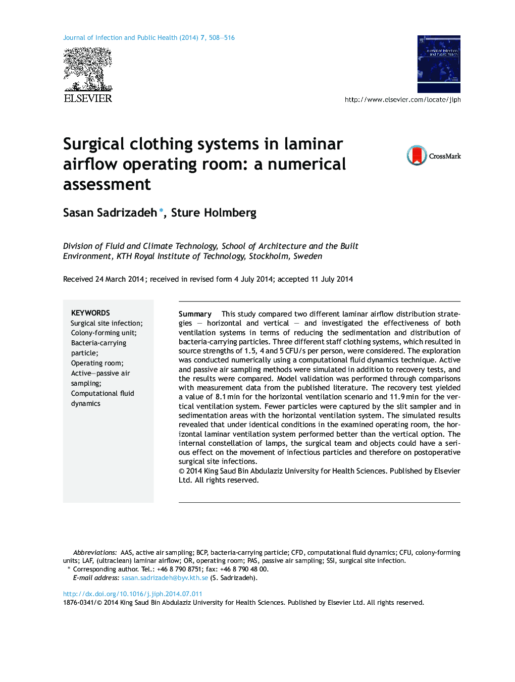 Surgical clothing systems in laminar airflow operating room: a numerical assessment