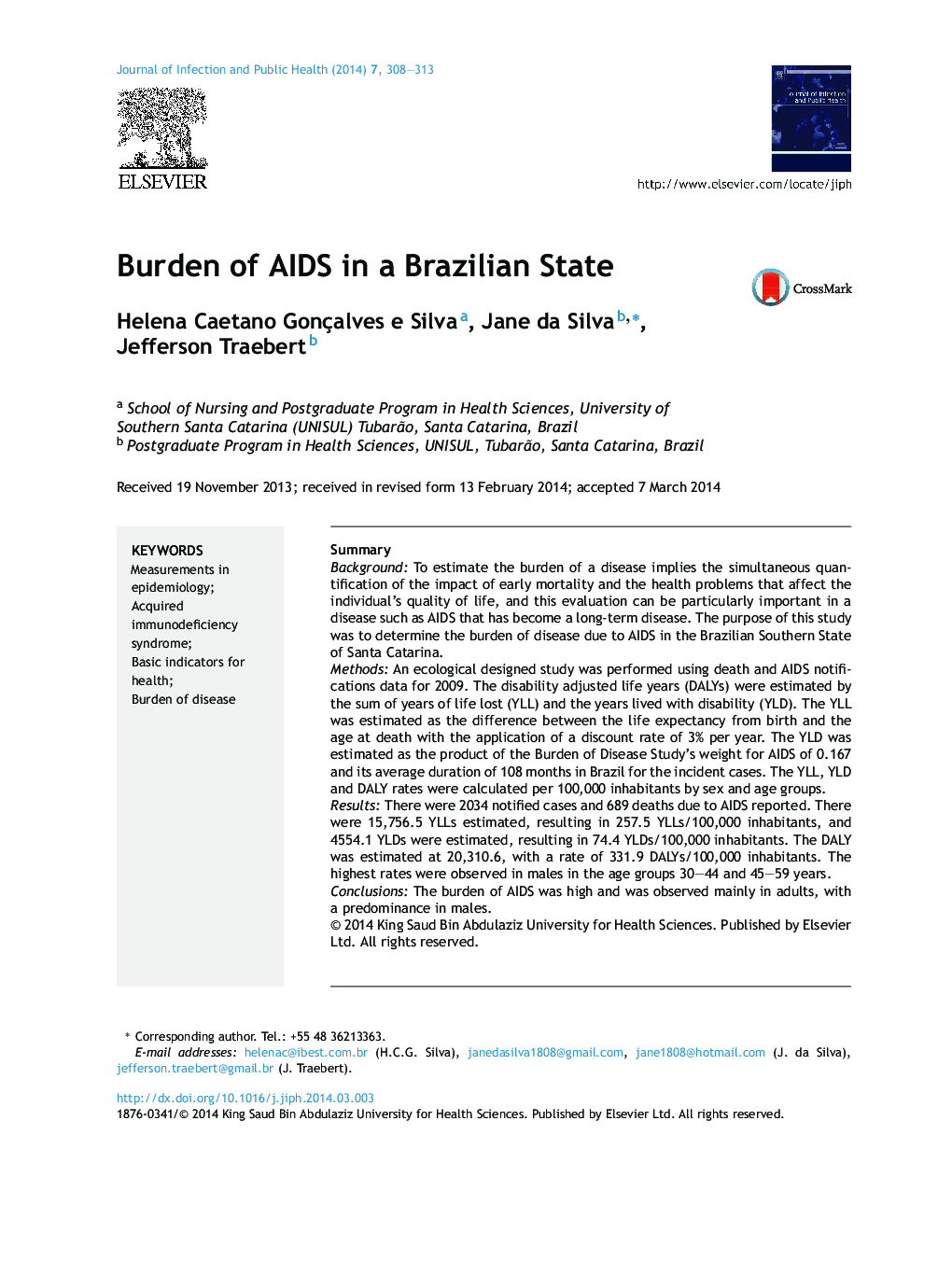 Burden of AIDS in a Brazilian State