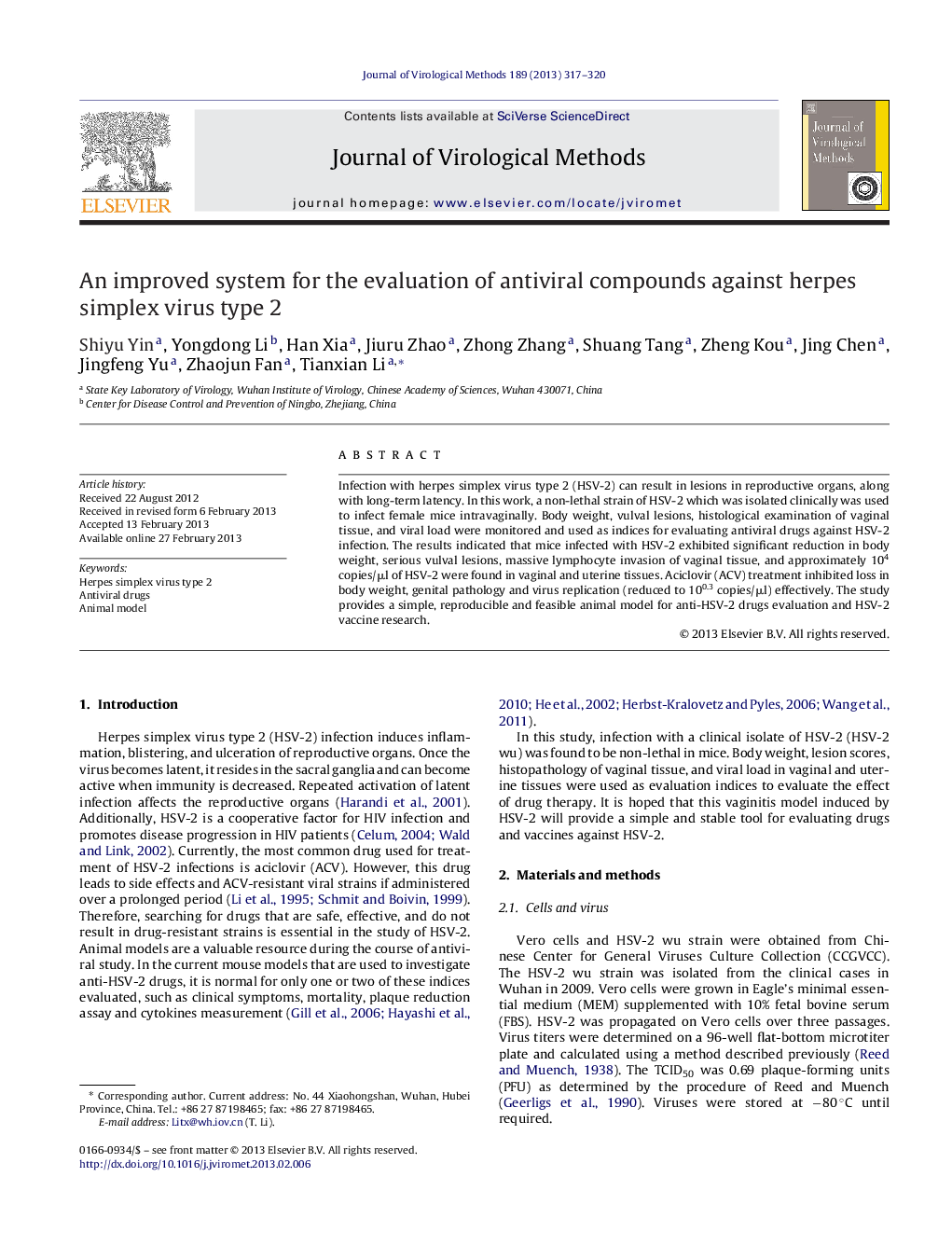 An improved system for the evaluation of antiviral compounds against herpes simplex virus type 2