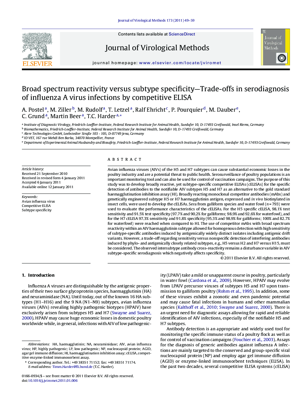 Broad spectrum reactivity versus subtype specificity-Trade-offs in serodiagnosis of influenza A virus infections by competitive ELISA