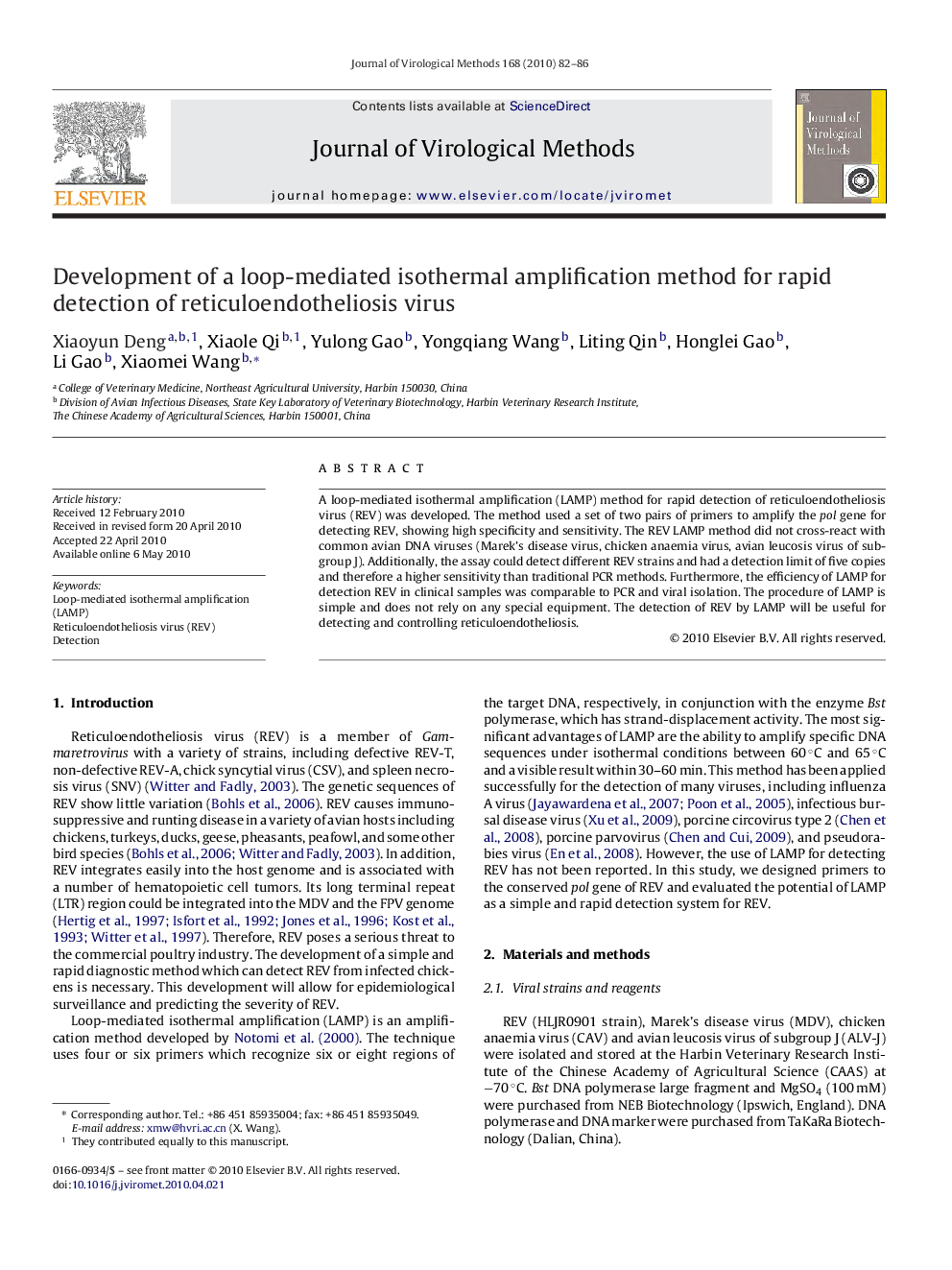 Development of a loop-mediated isothermal amplification method for rapid detection of reticuloendotheliosis virus