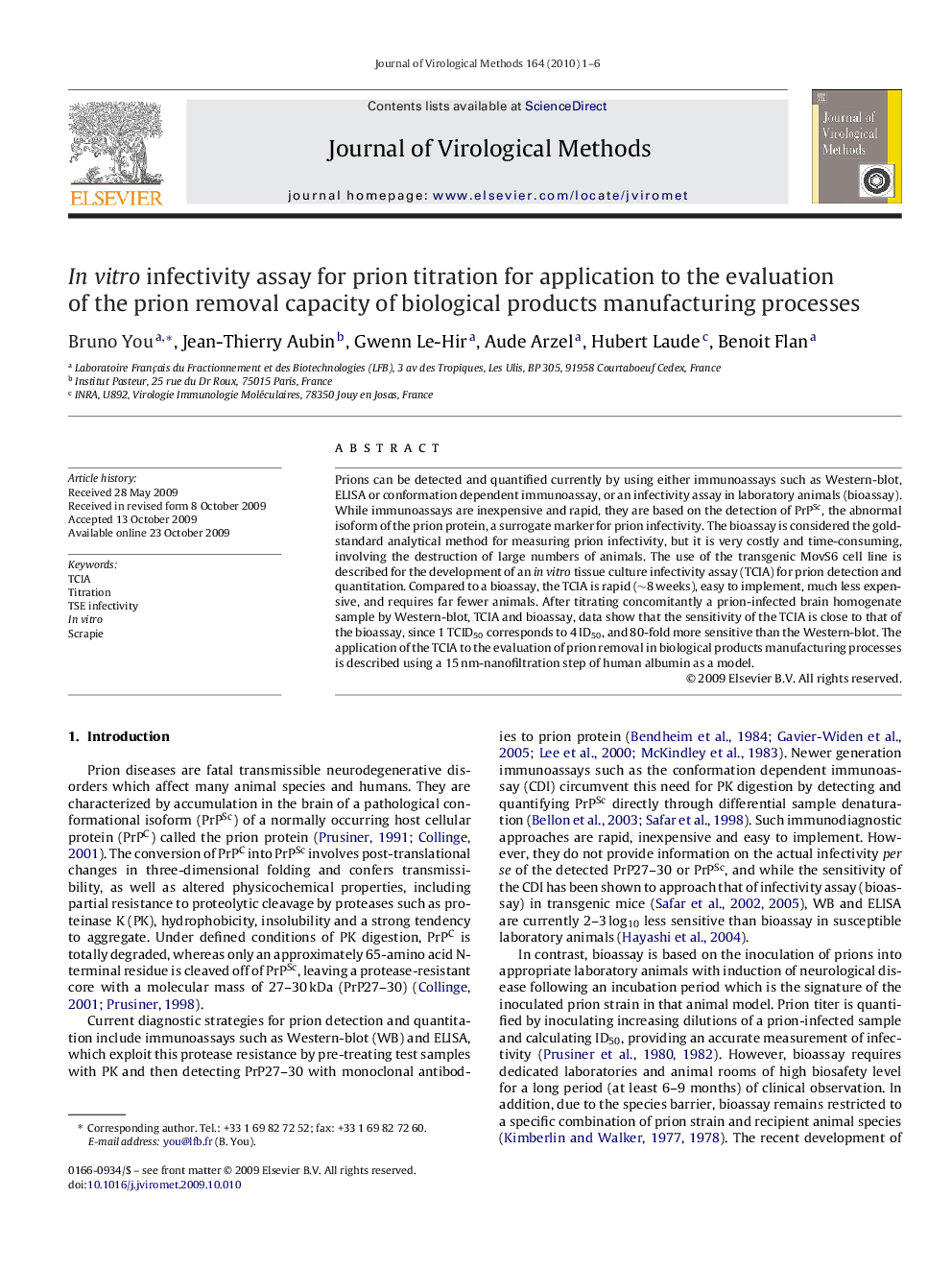 In vitro infectivity assay for prion titration for application to the evaluation of the prion removal capacity of biological products manufacturing processes