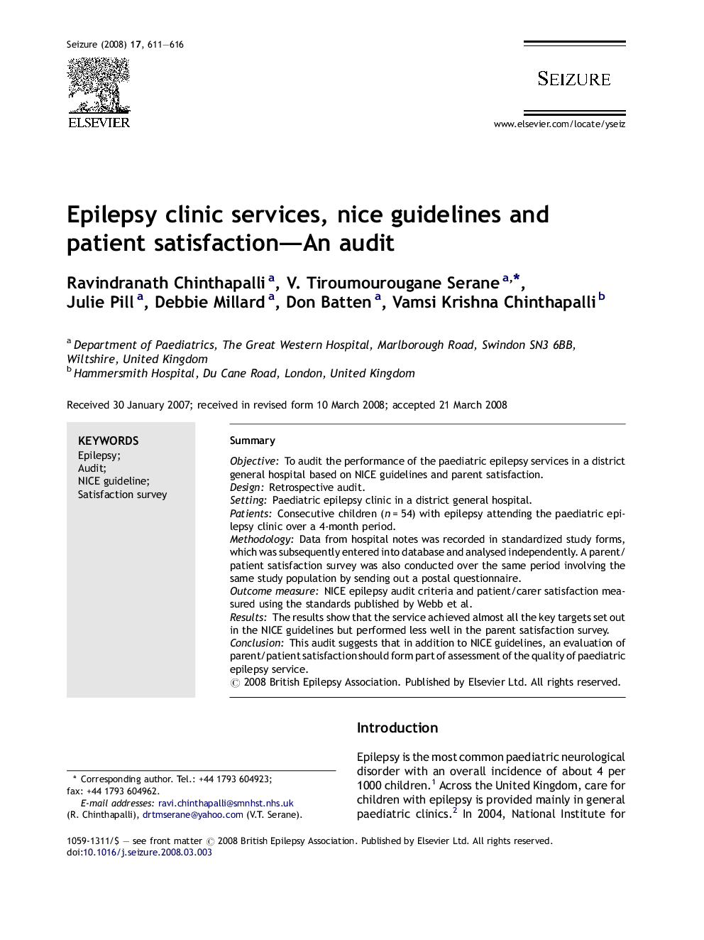 Epilepsy clinic services, nice guidelines and patient satisfaction—An audit