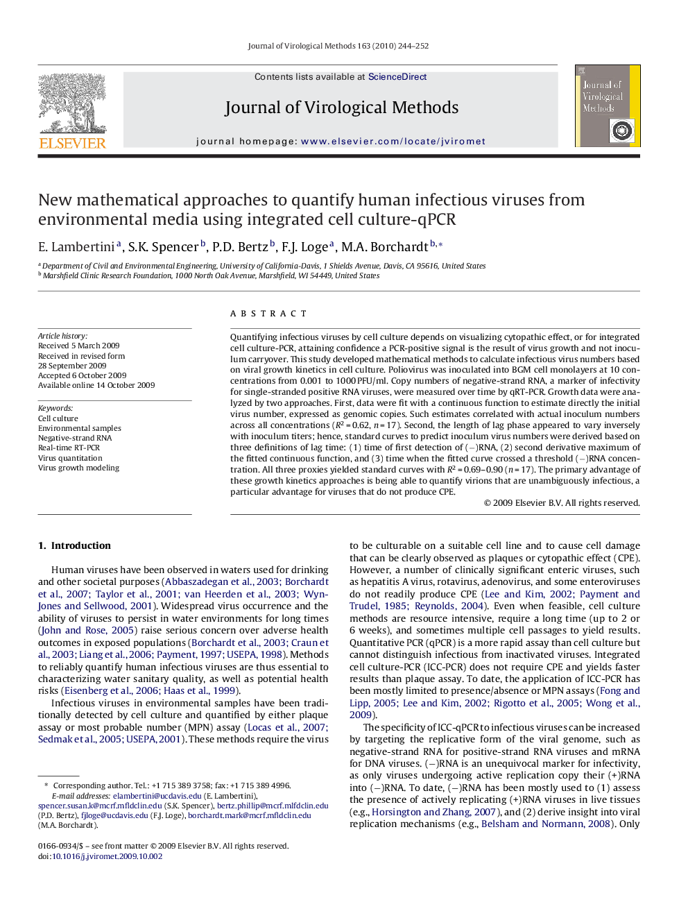 New mathematical approaches to quantify human infectious viruses from environmental media using integrated cell culture-qPCR