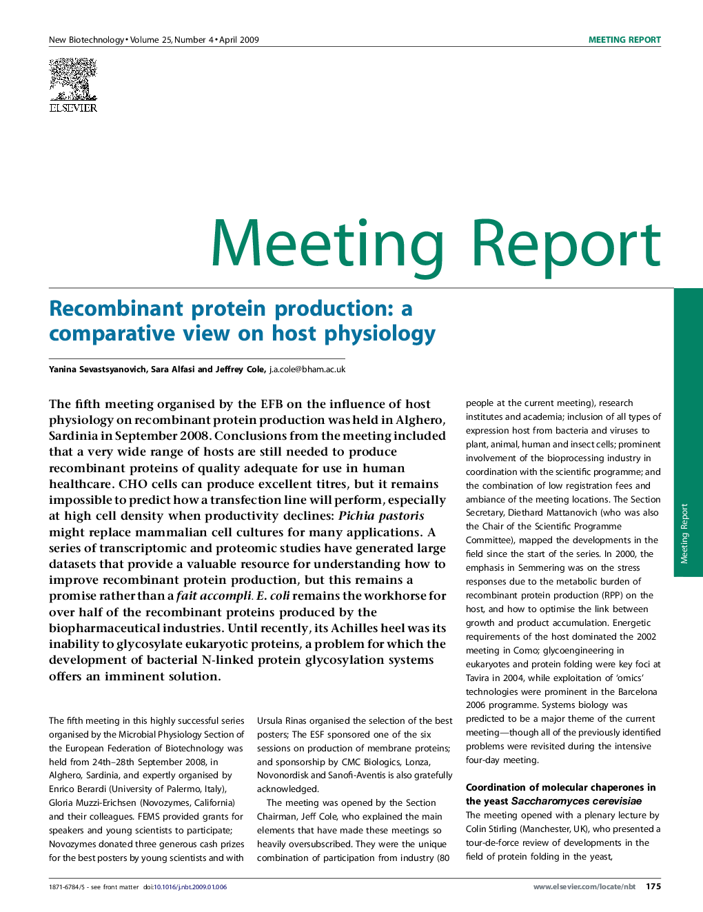 Recombinant protein production: a comparative view on host physiology