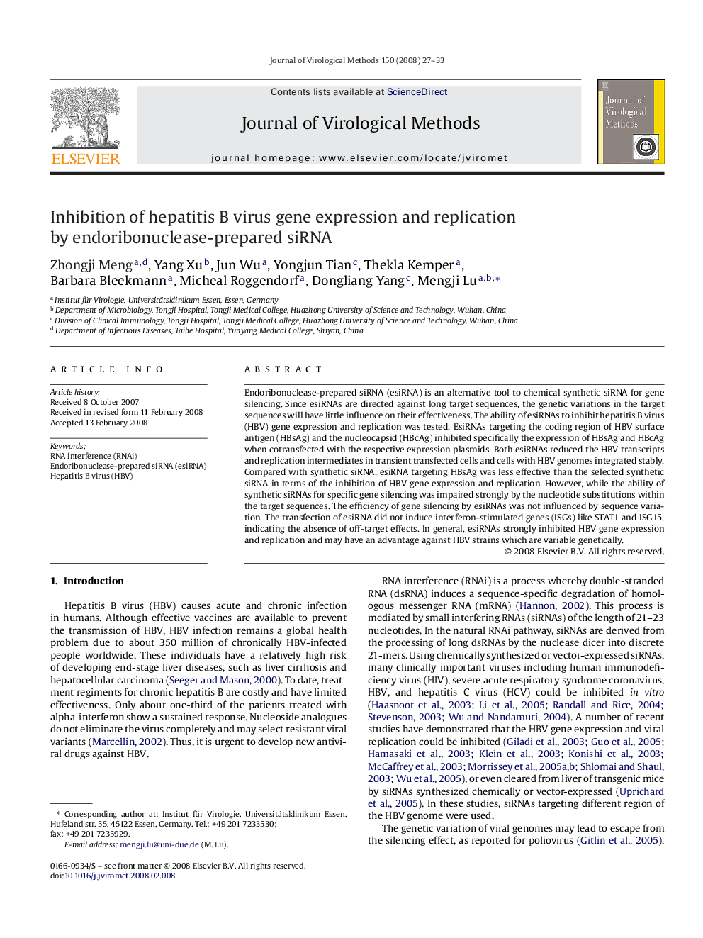 Inhibition of hepatitis B virus gene expression and replication by endoribonuclease-prepared siRNA