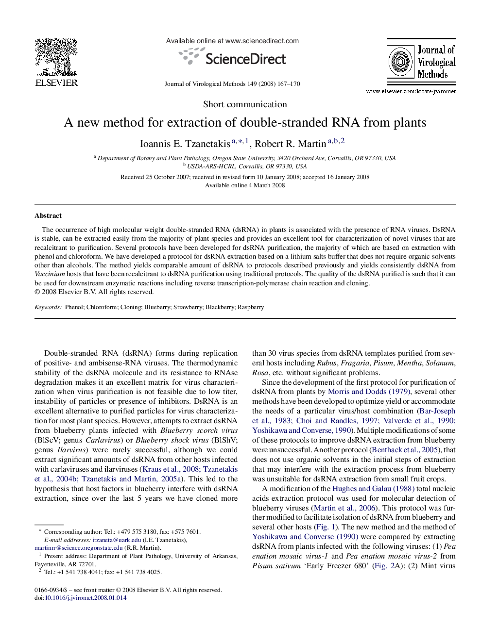 A new method for extraction of double-stranded RNA from plants