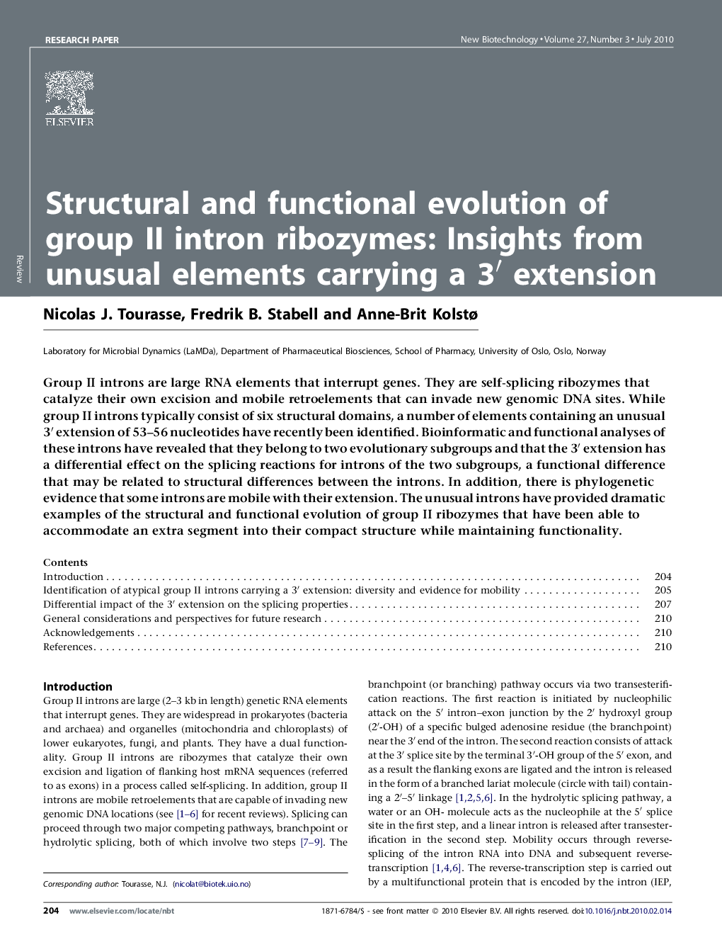 Structural and functional evolution of group II intron ribozymes: Insights from unusual elements carrying a 3′ extension