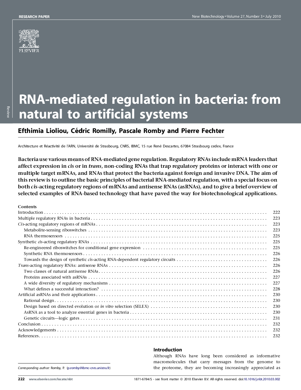 RNA-mediated regulation in bacteria: from natural to artificial systems