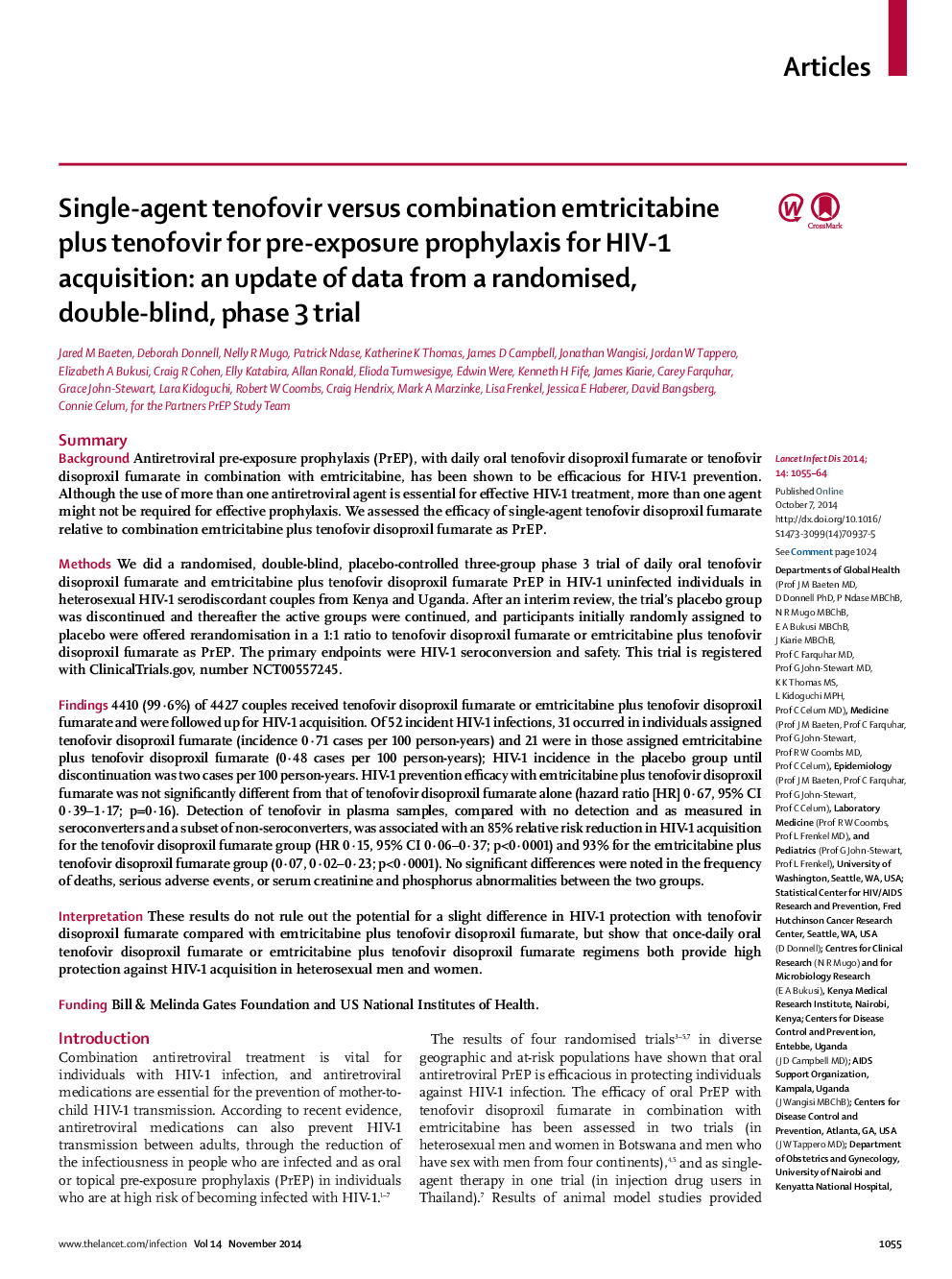 Single-agent tenofovir versus combination emtricitabine plus tenofovir for pre-exposure prophylaxis for HIV-1 acquisition: an update of data from a randomised, double-blind, phase 3 trial