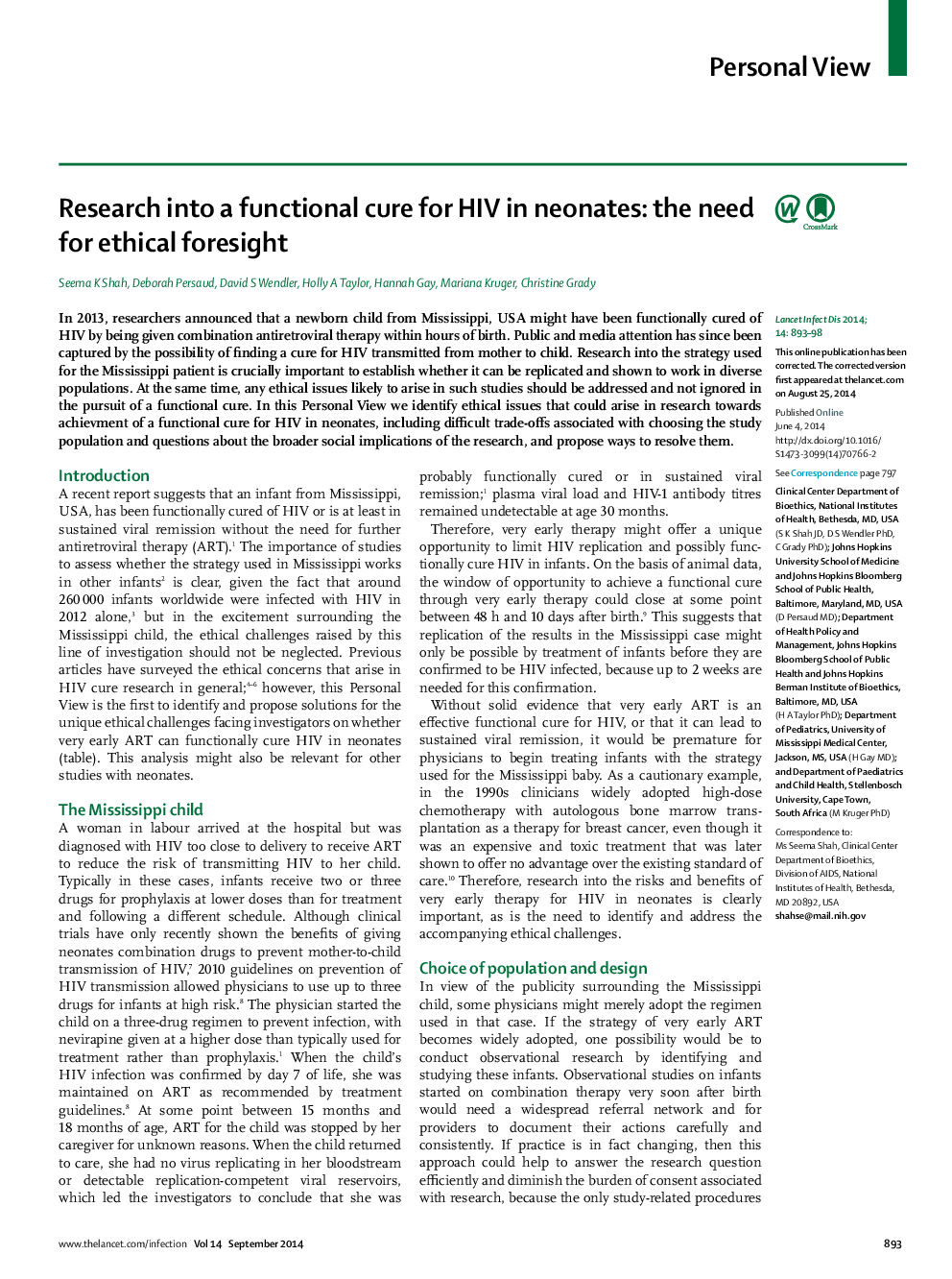 Research into a functional cure for HIV in neonates: the need for ethical foresight