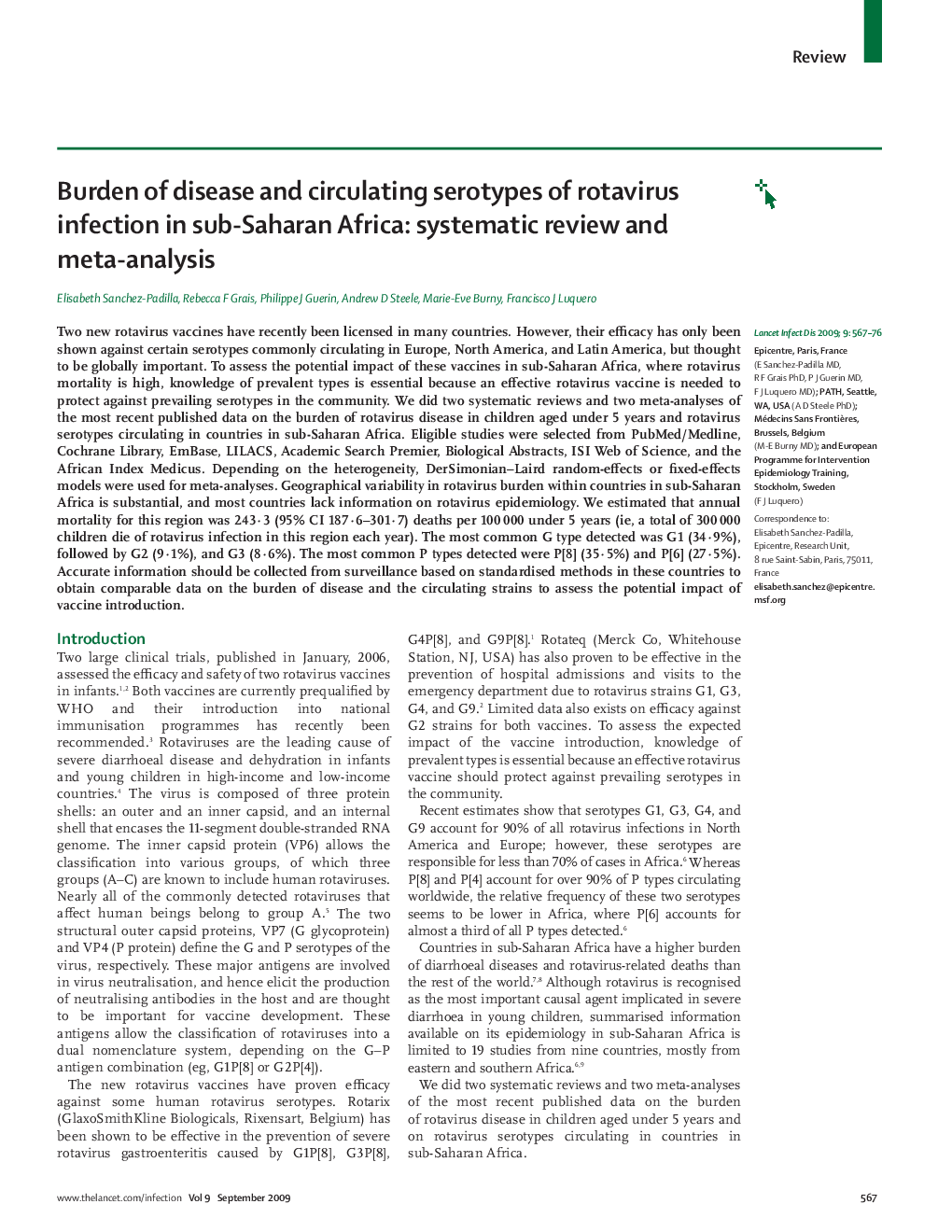 Burden of disease and circulating serotypes of rotavirus infection in sub-Saharan Africa: systematic review and meta-analysis