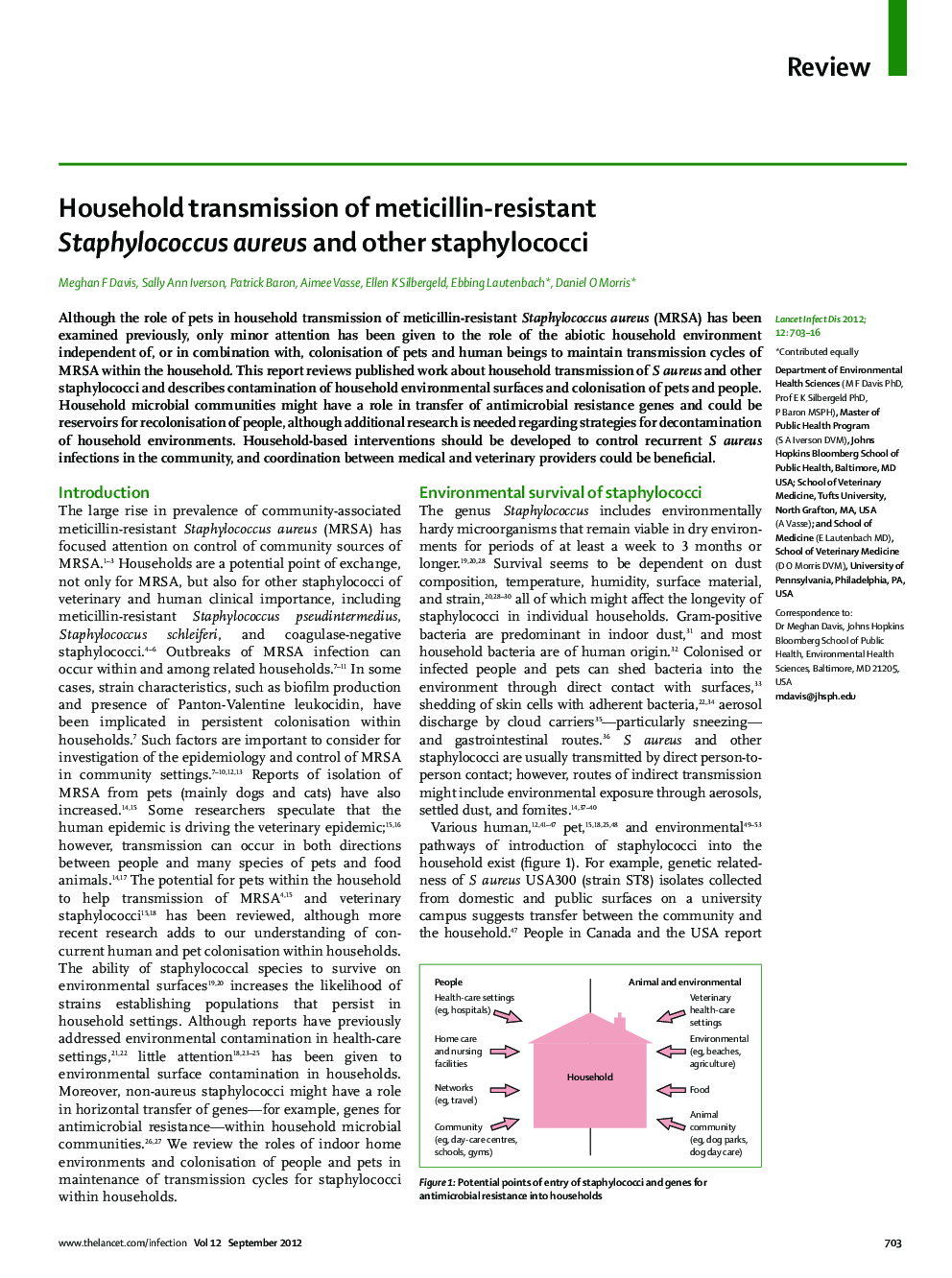 Household transmission of meticillin-resistant Staphylococcus aureus and other staphylococci