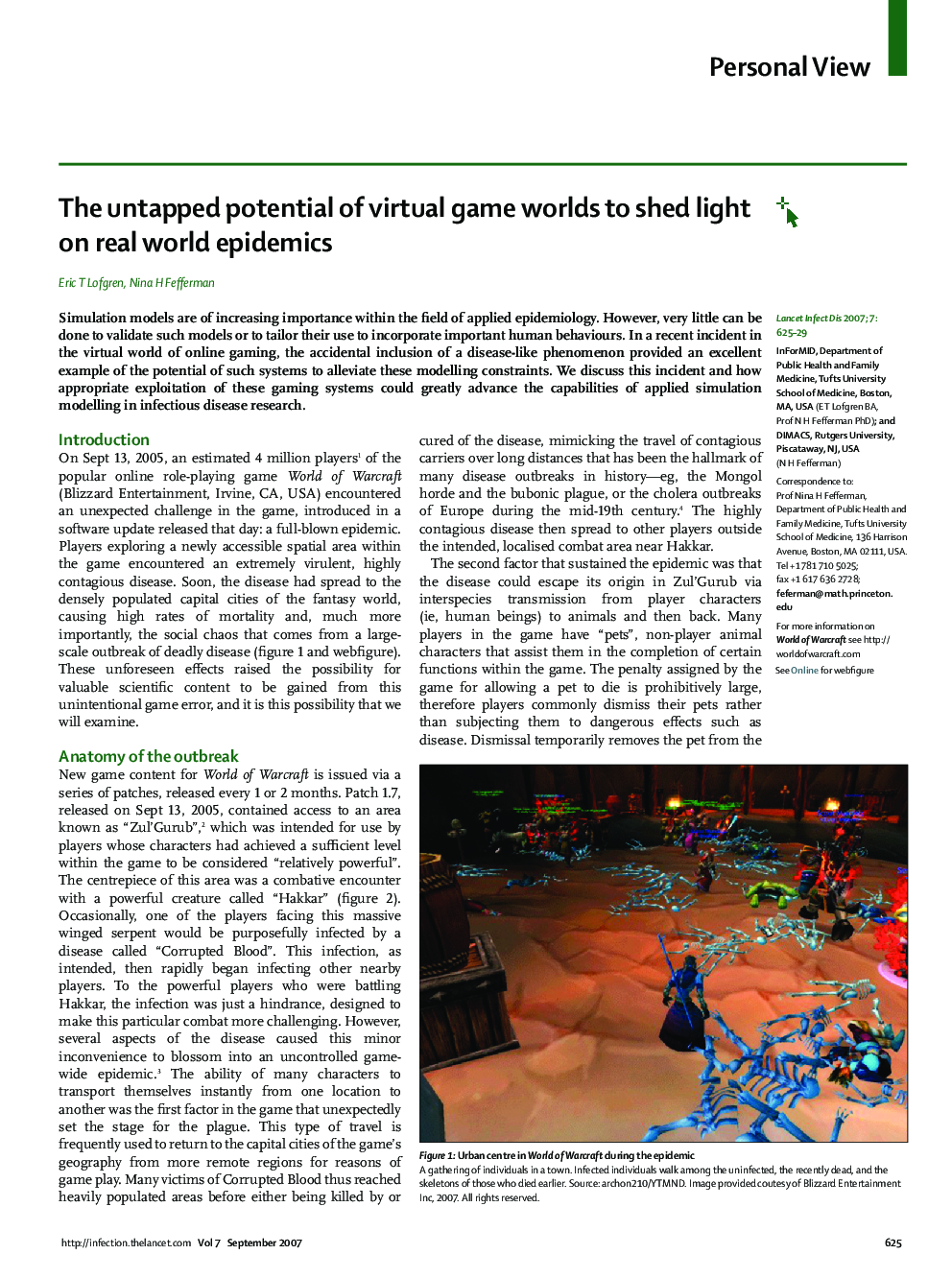 The untapped potential of virtual game worlds to shed light on real world epidemics