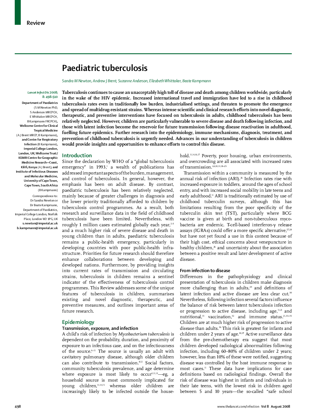 Paediatric tuberculosis