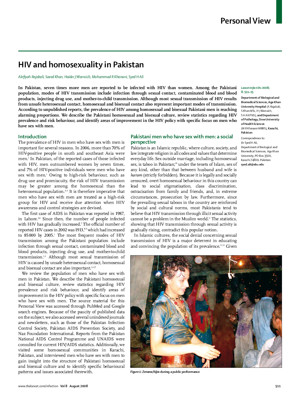 عکس صفحه اول مقاله: HIV and homosexuality in Pakistan HIV and homosexuality in Pakistan