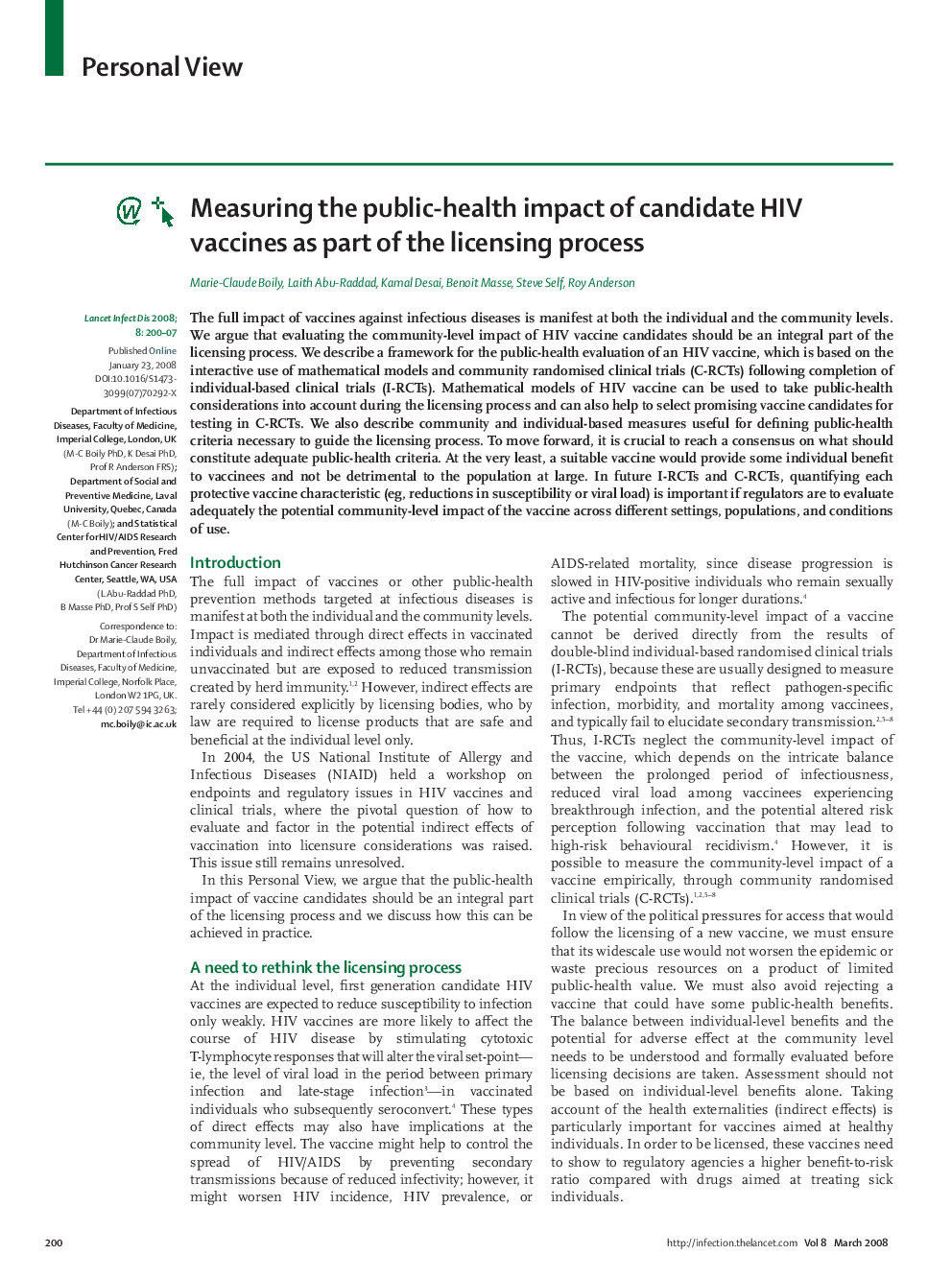 Measuring the public-health impact of candidate HIV vaccines as part of the licensing process