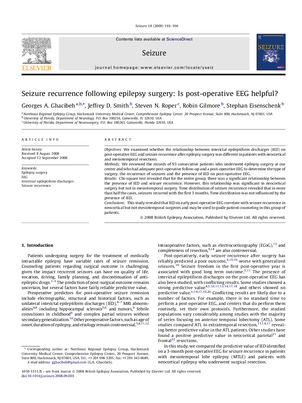 Seizure recurrence following epilepsy surgery: Is post-operative EEG helpful?