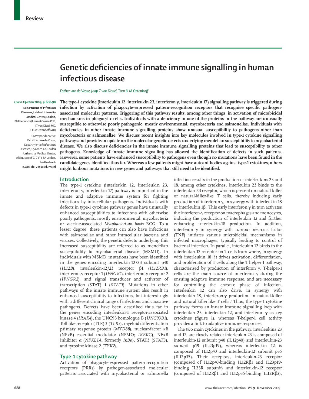 Genetic deficiencies of innate immune signalling in human infectious disease