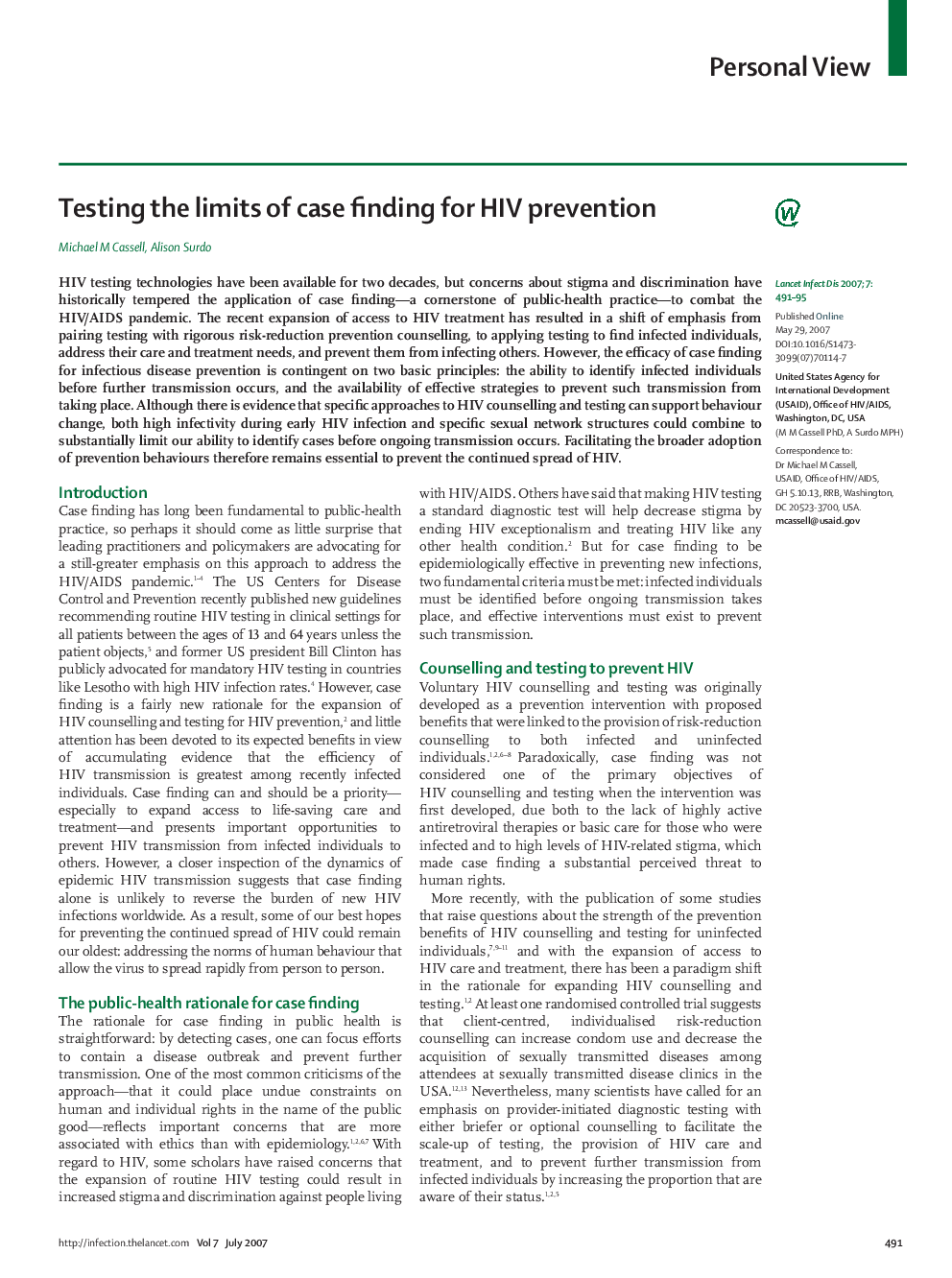 Testing the limits of case finding for HIV prevention