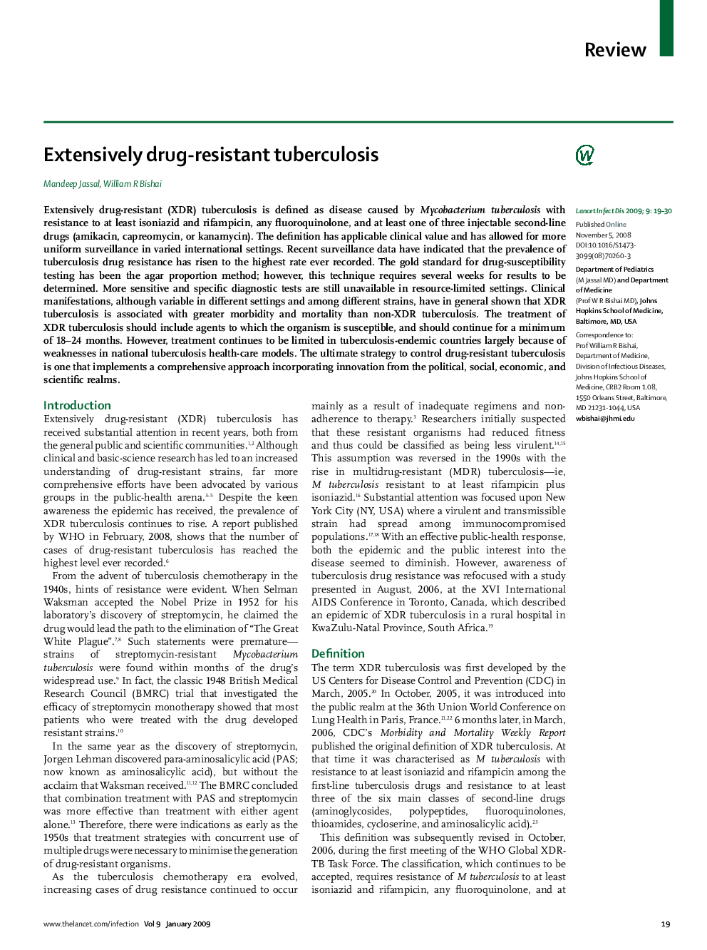 Extensively drug-resistant tuberculosis