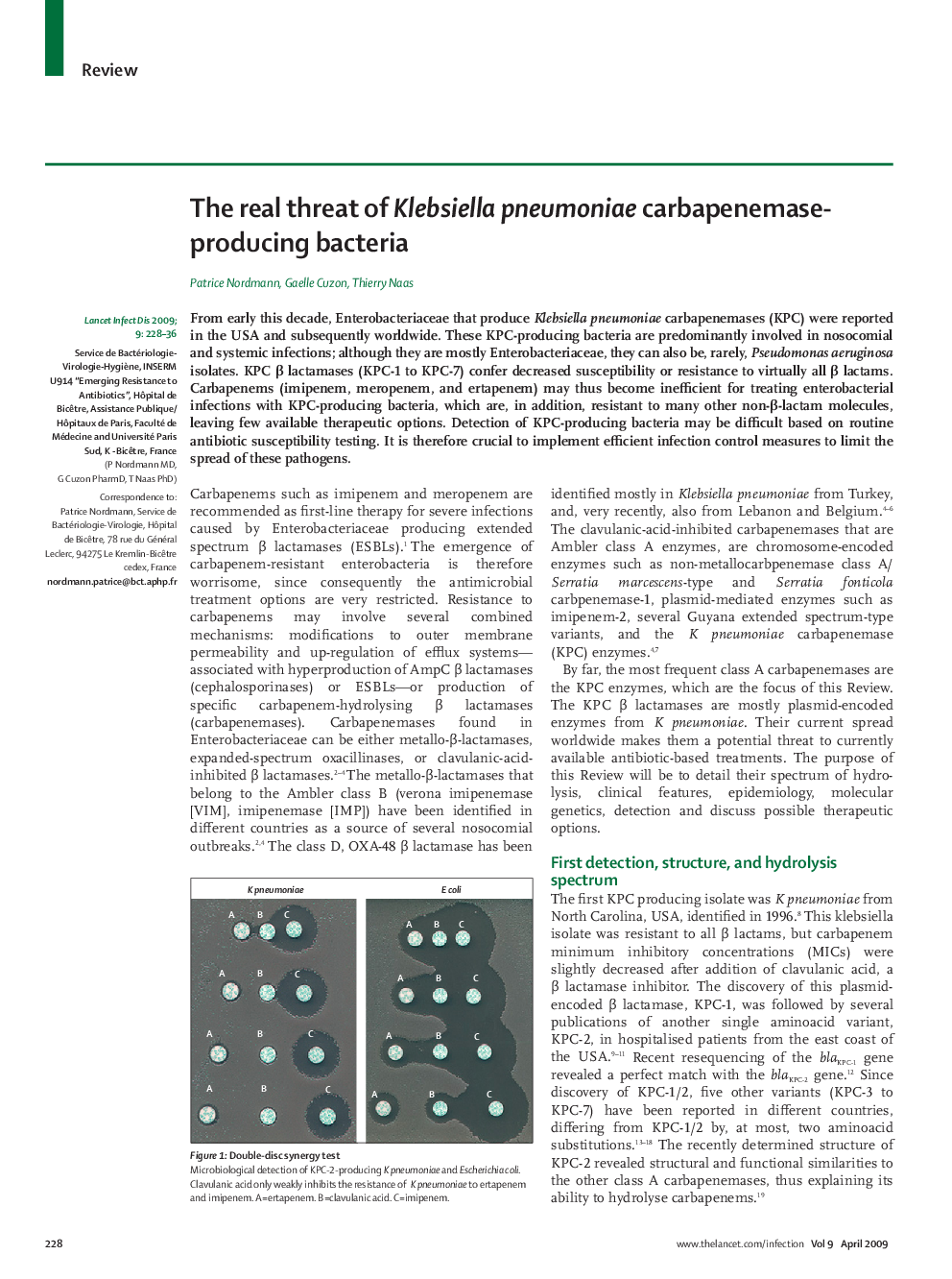The real threat of Klebsiella pneumoniae carbapenemase-producing bacteria