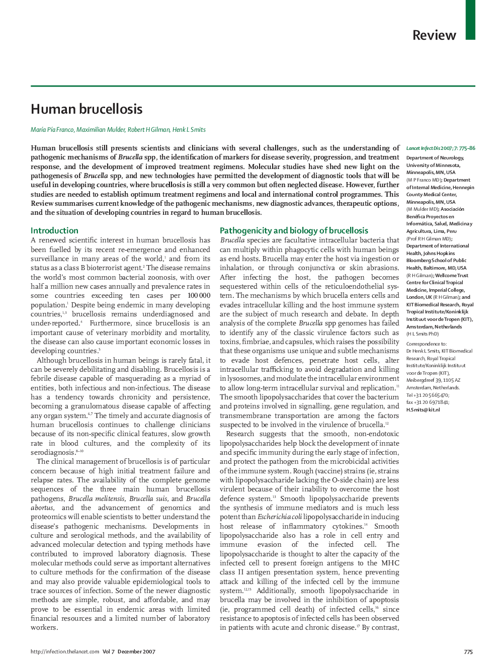 Human brucellosis