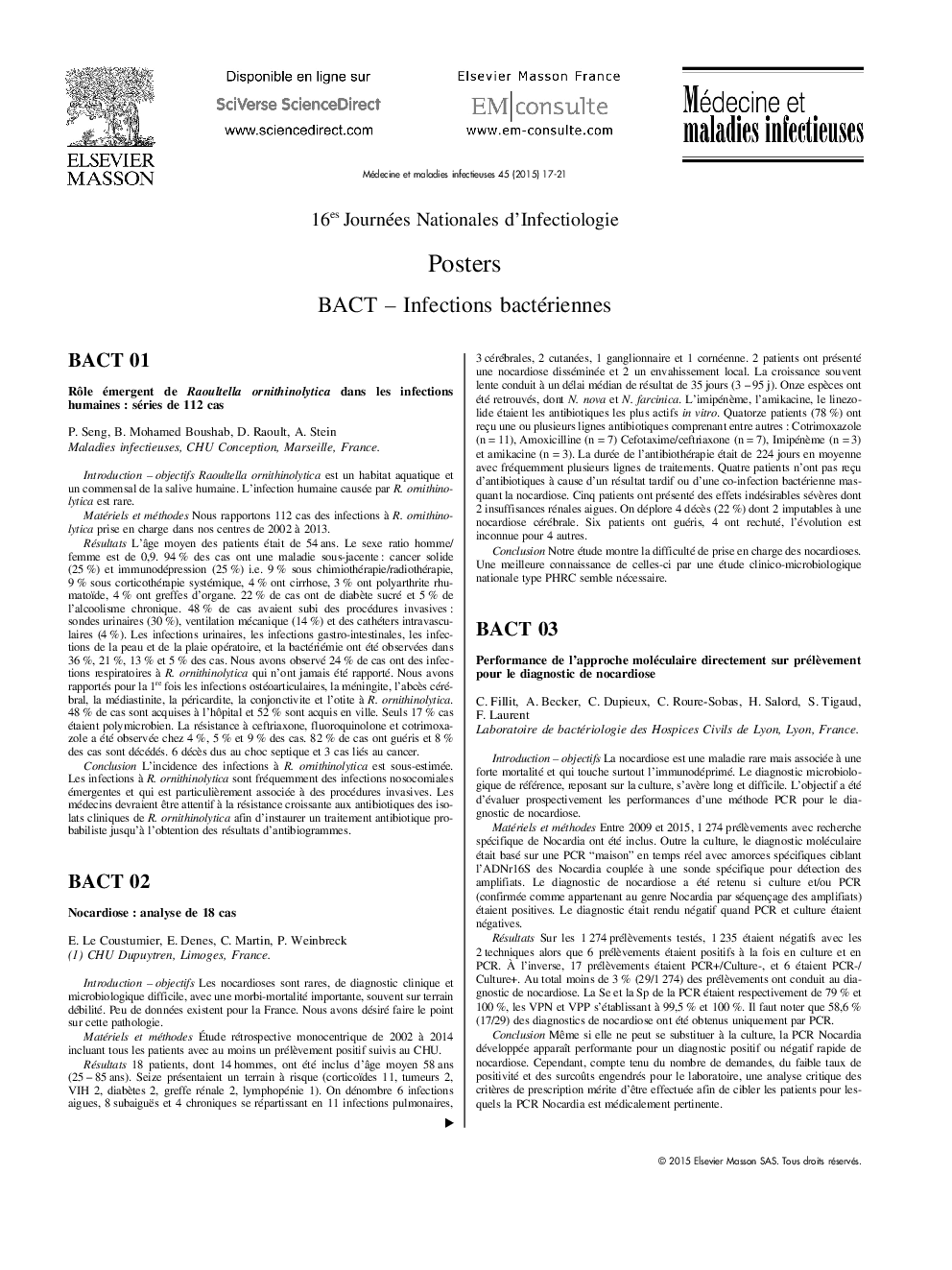 BACT - Infections bactériennes