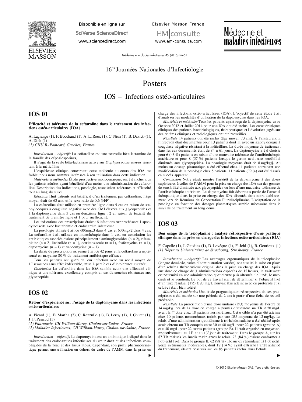 IOS - Infections ostéo-articulaires