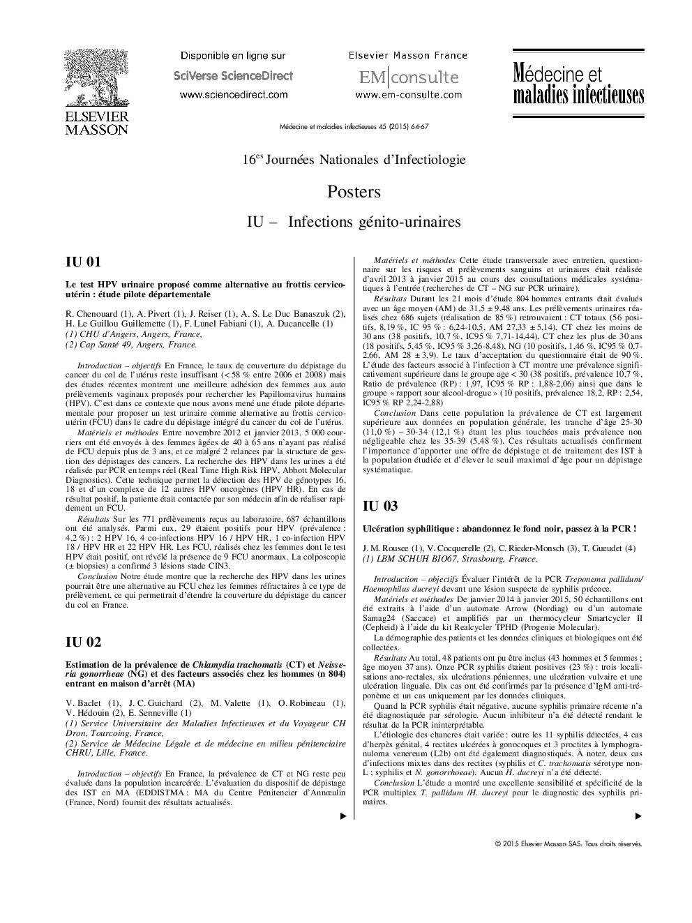 IU - Infections génito-urinaires